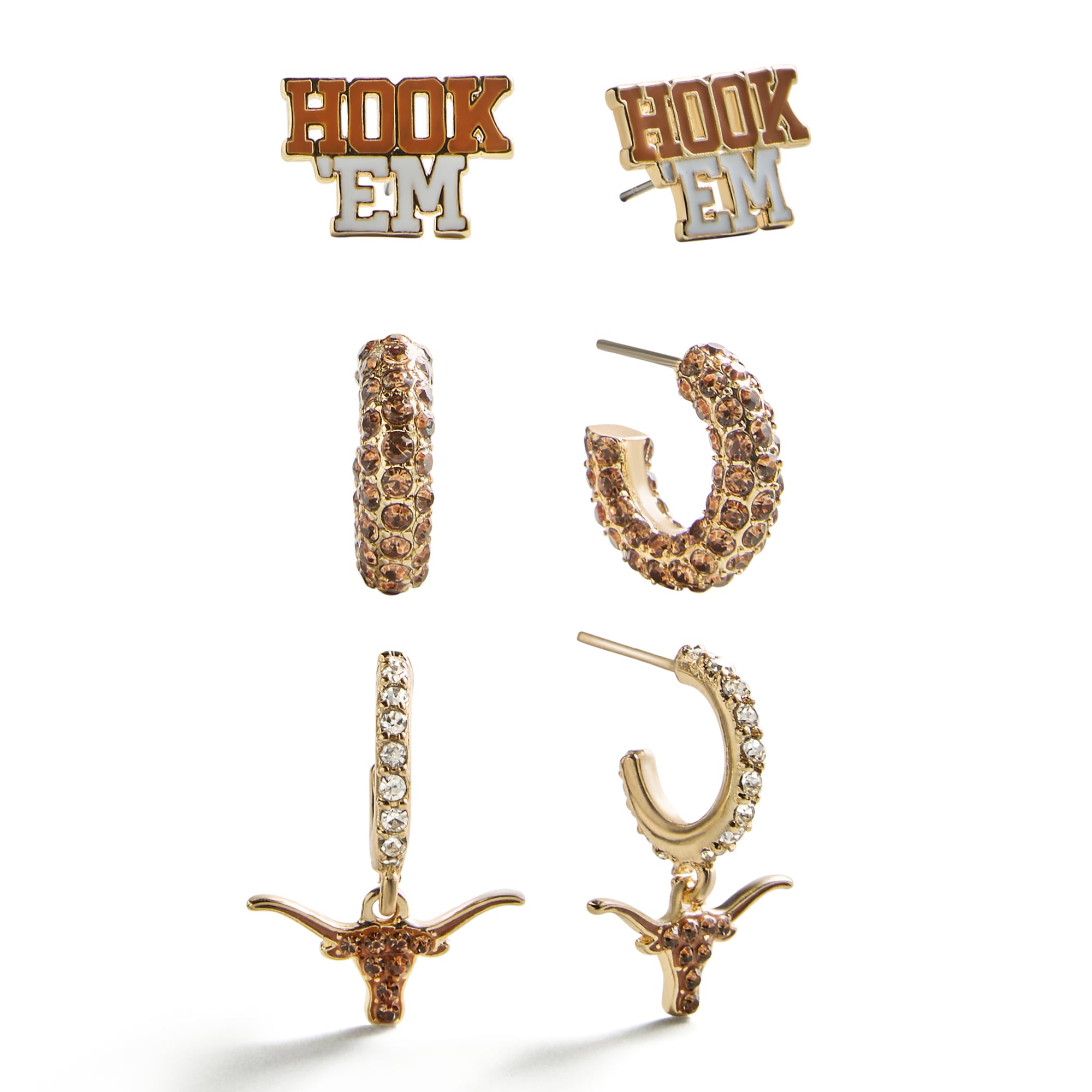 Ensemble de boucles d'oreilles 3 pièces BaubleBar Texas Longhorns