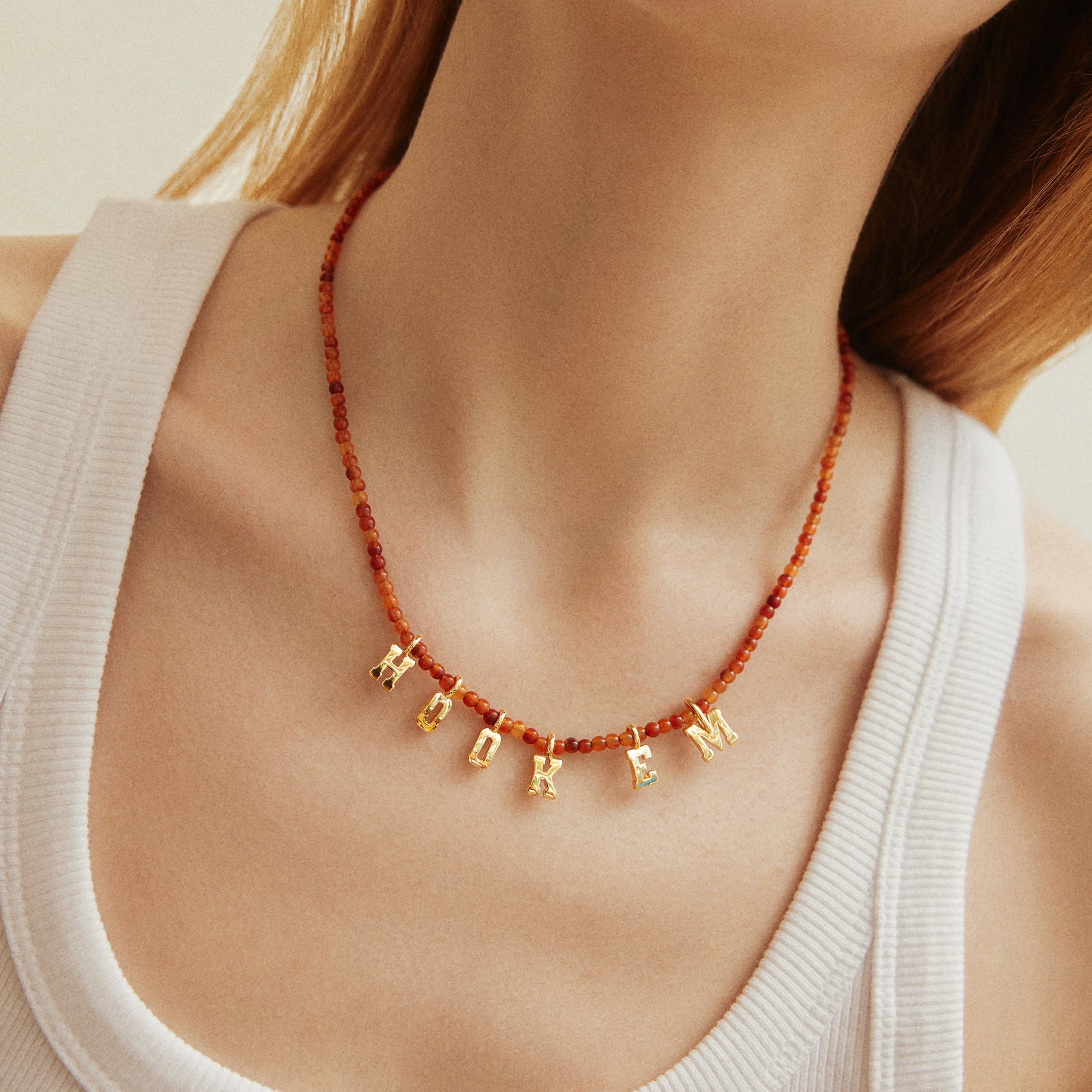 BaubleBar Texas Longhorns Delicate Beaded Slogan Necklace