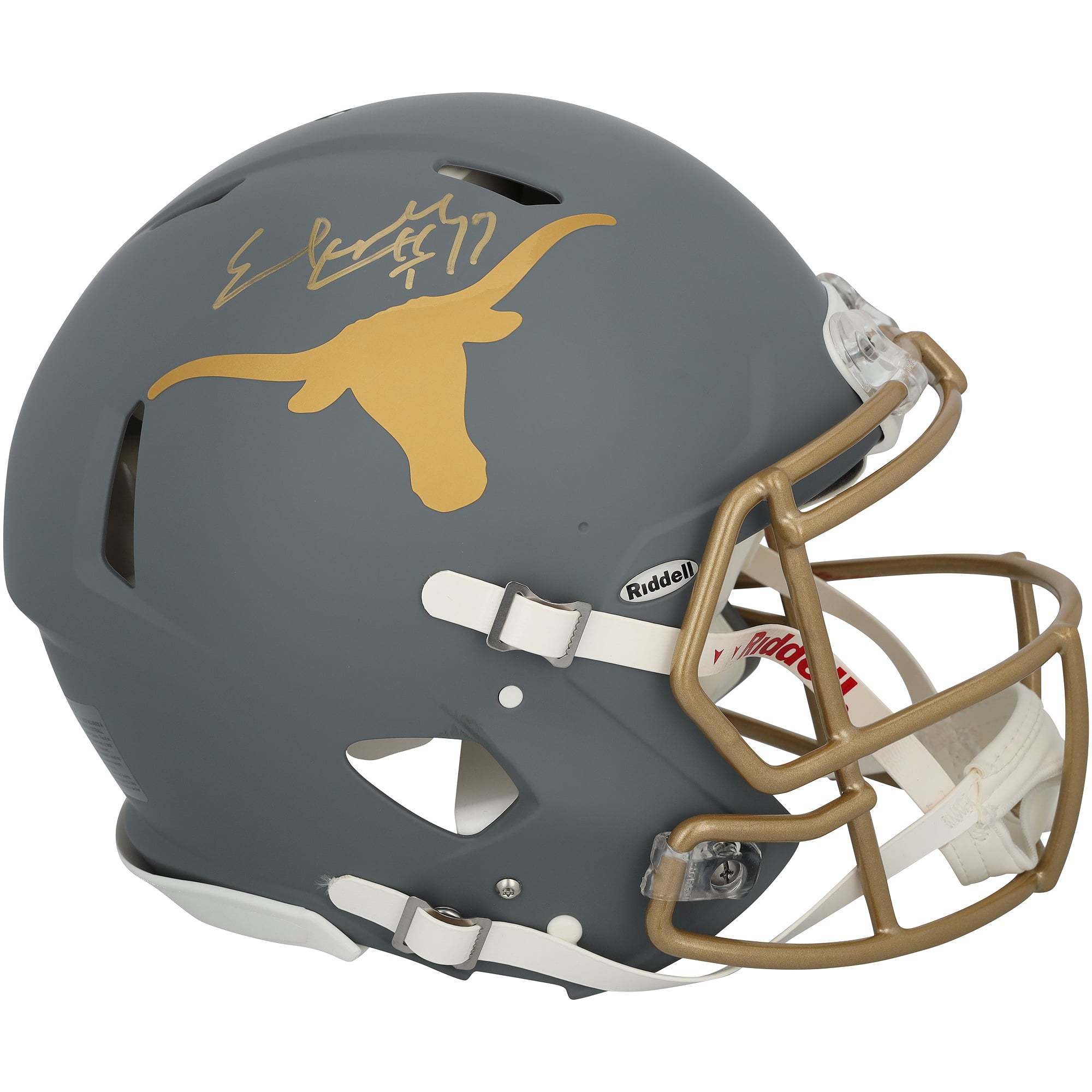 Casque Riddell Slate Speed ​​Authentic autographié par Earl Campbell, joueur des Texas Longhorns, avec inscription « HT 77 ».