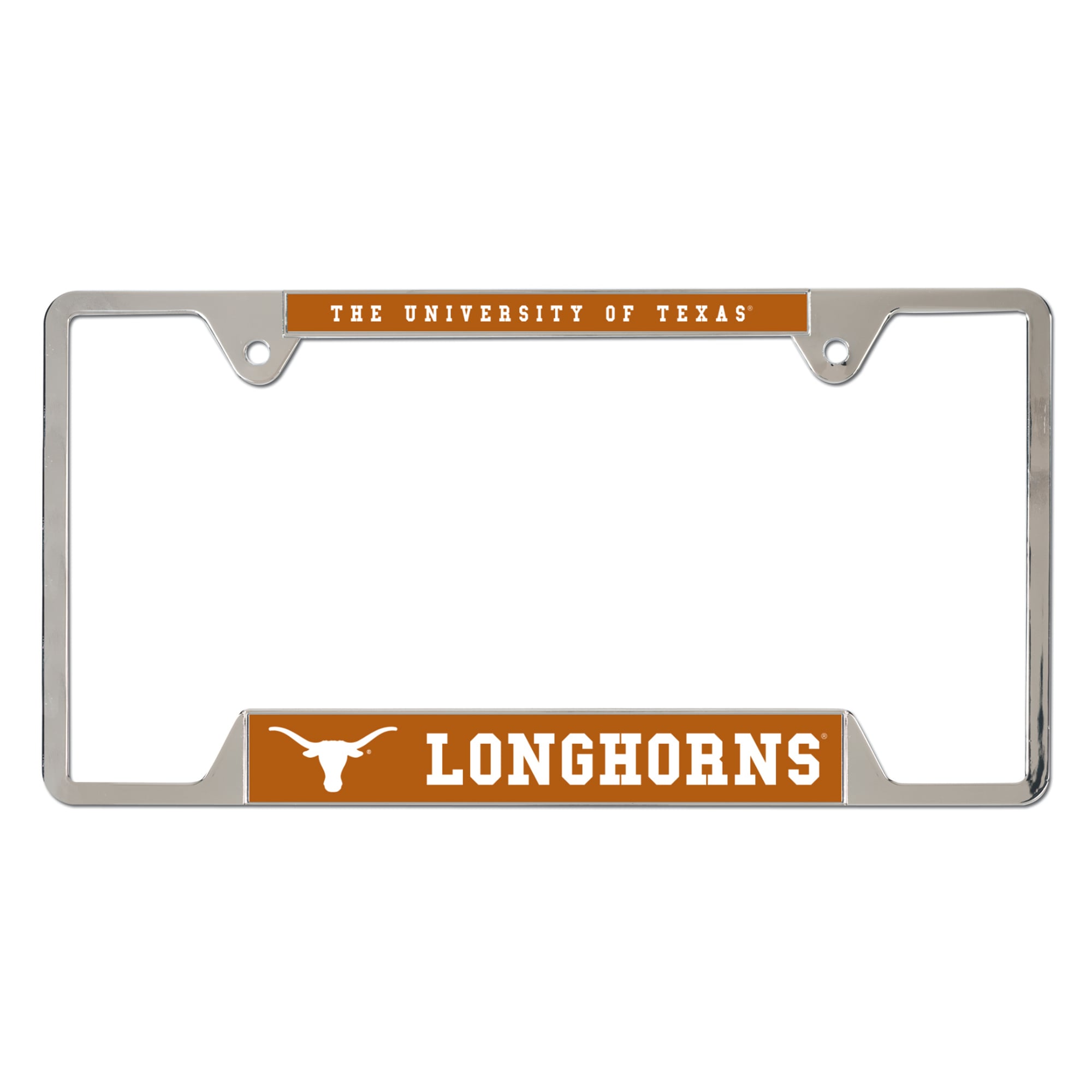 Cadre de plaque d'immatriculation en métal chromé Fanatics Unlabeled Texas Longhorns