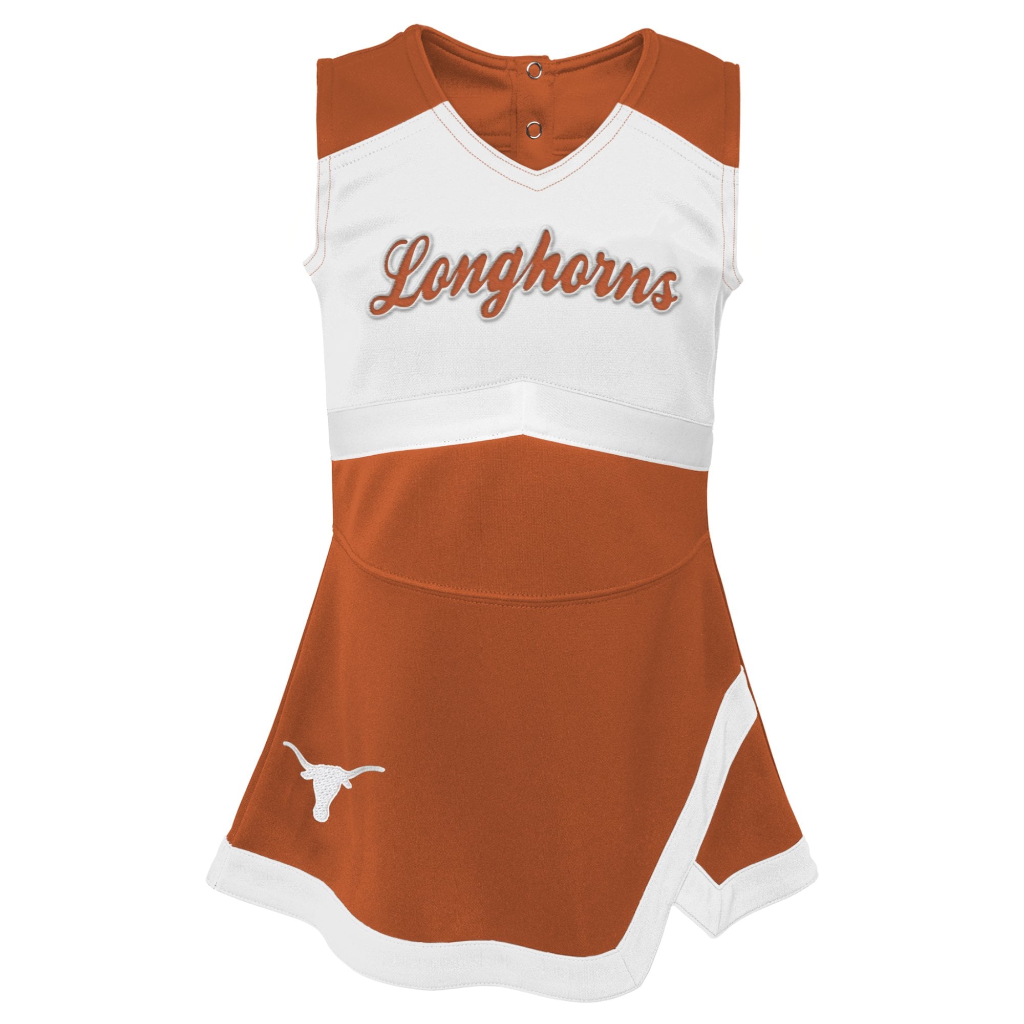 Filles Toddler Burnt Orange/Texas Longhorns Deux pièces Cheer Captain Jumper Dress & Bloomer Set