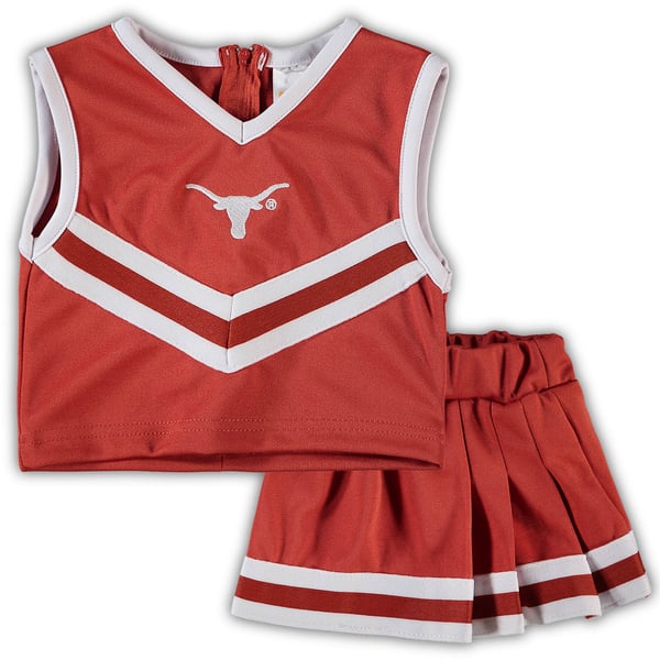 Girls Toddler Little King Texas Orange Texas Longhorns Two-Piece Cheer V-Neck Top & Skirt Set