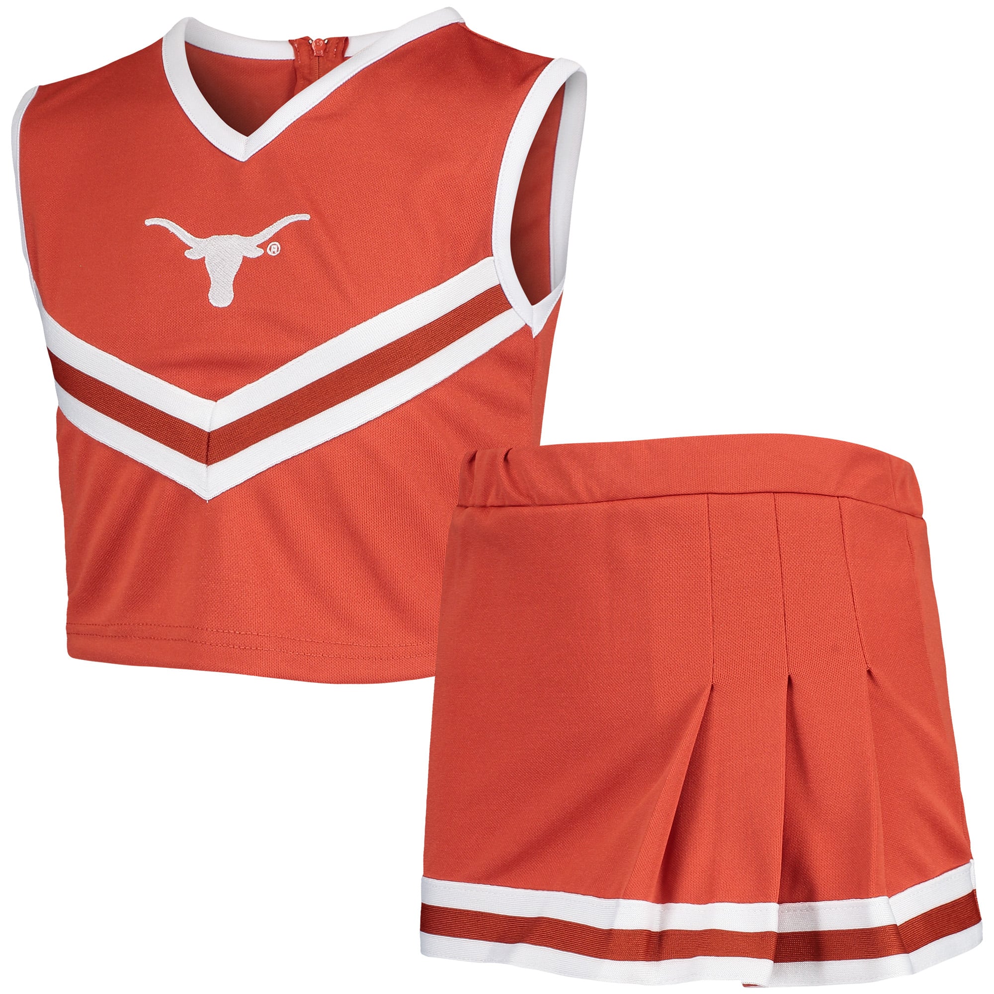Ensemble de cheerleading deux pièces Little King Texas Orange Longhorns pour filles