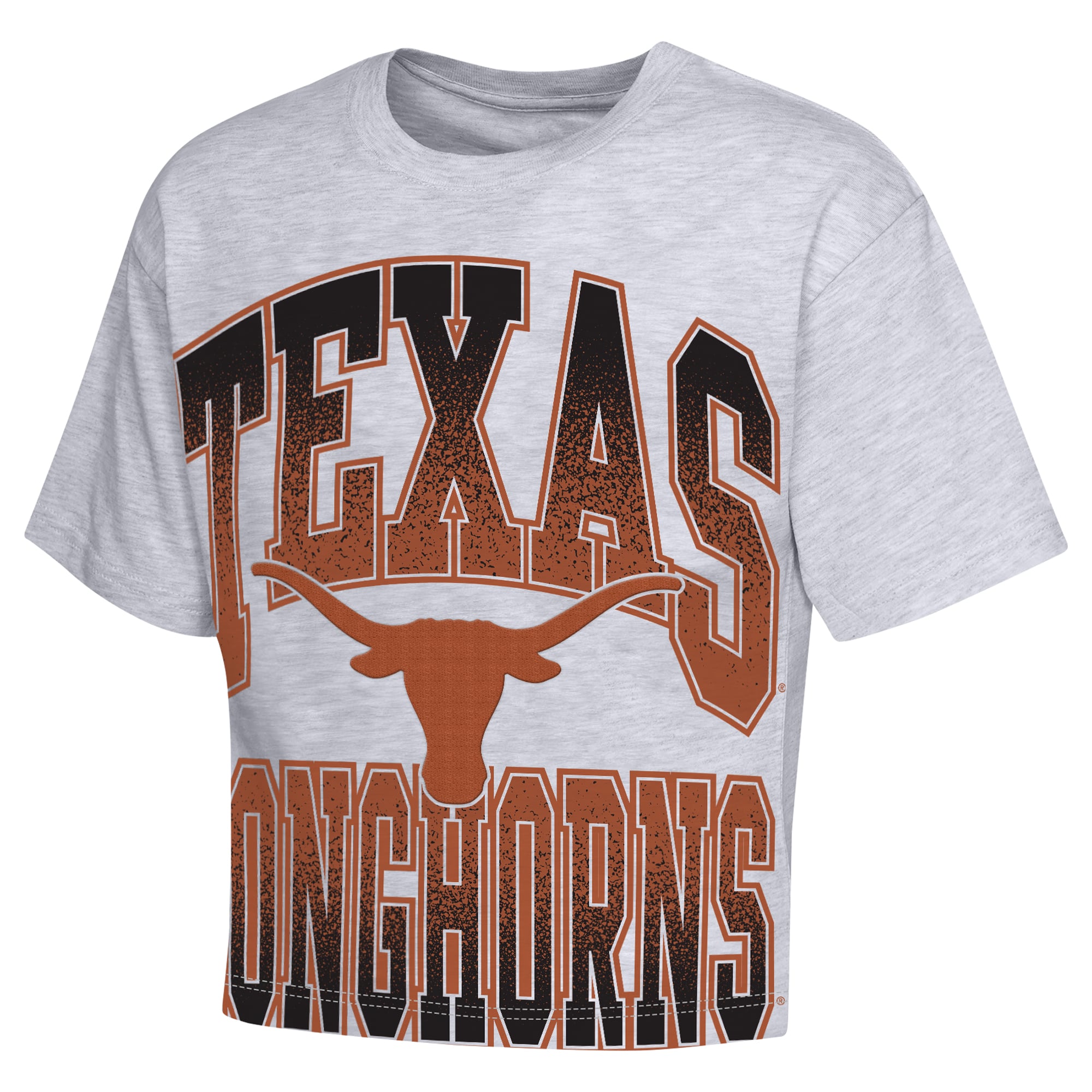 Girls Youth Outerstuff Heather Gray Texas Longhorns Big Team Energy Cropped Boxy T-Shirt