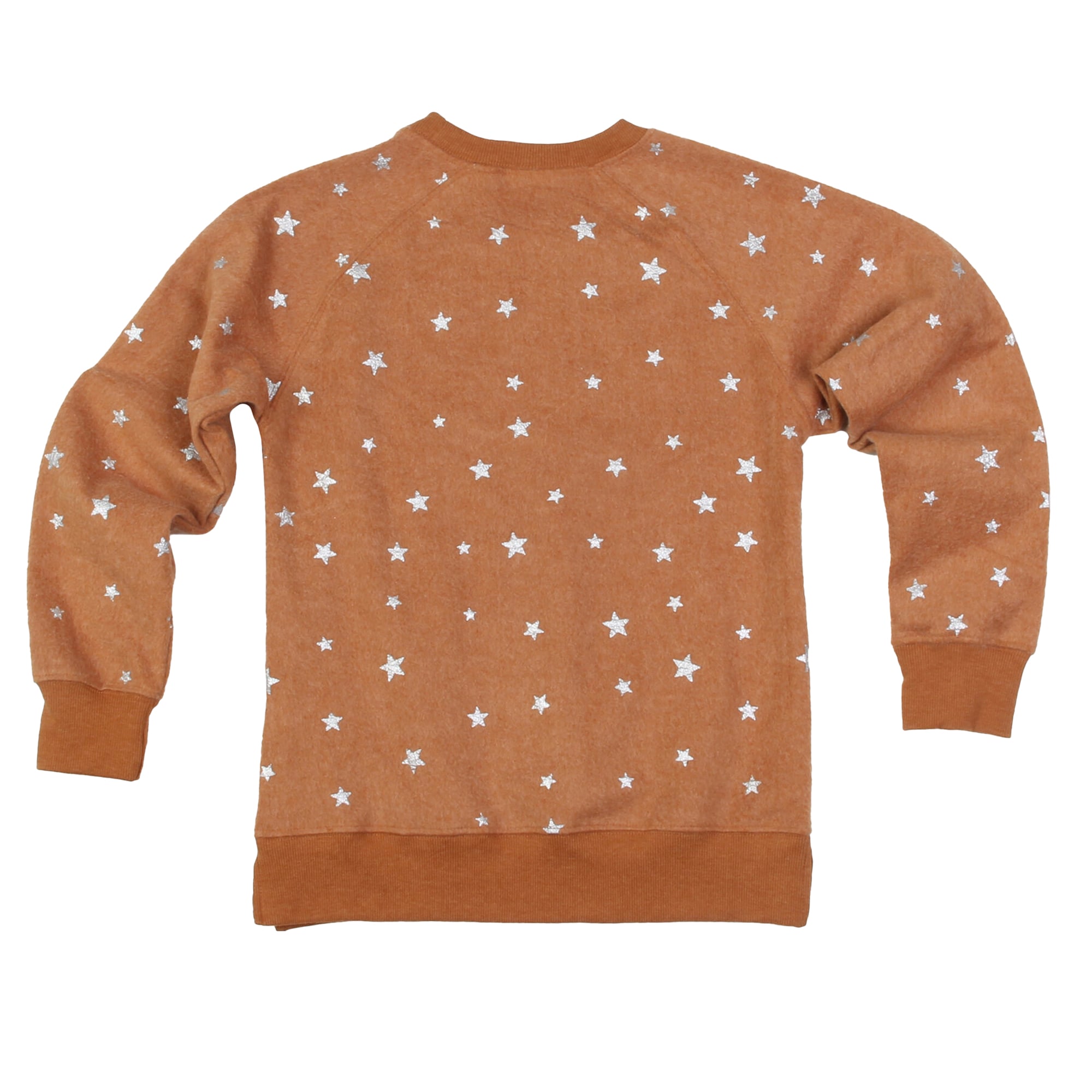 Girls Youth Wes & Willy Texas Orange Longhorns Shimmer Star Reverse Fleece Sweatshirt