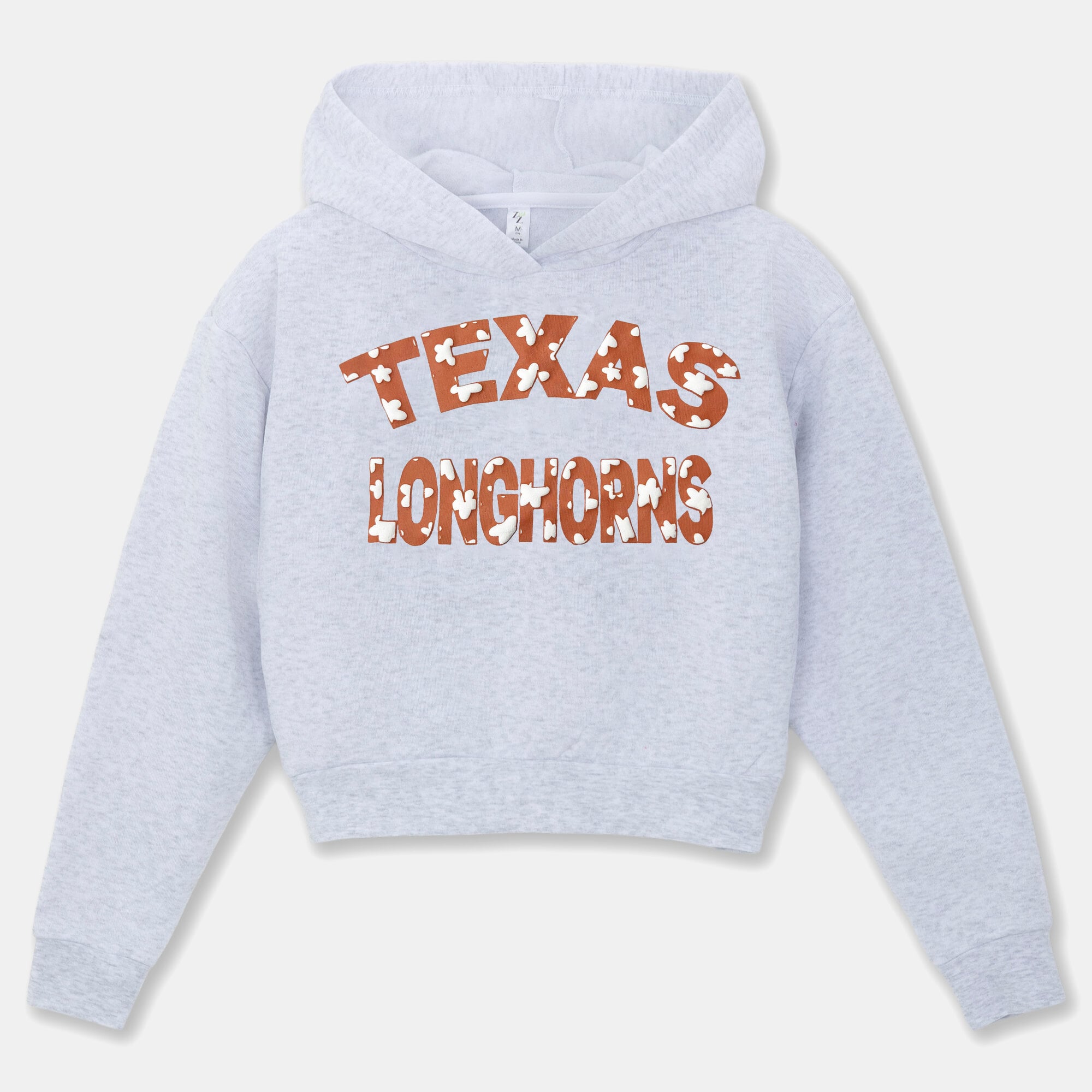 Girls Youth ZooZatz Gray Texas Longhorns Cropped Hoodie