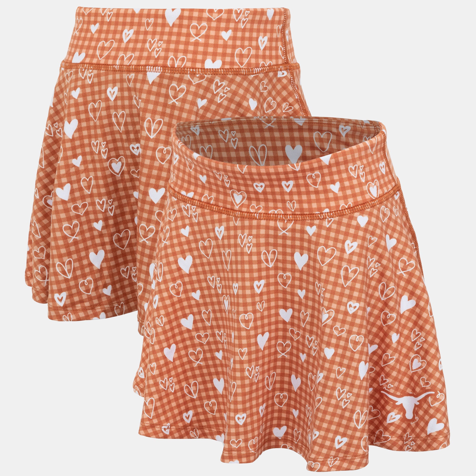 Girls Youth ZooZatz Texas Orange Longhorns Heart Flowy Skort