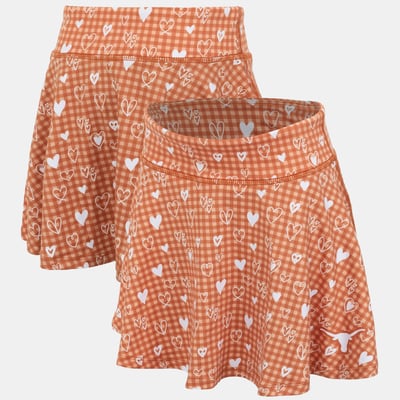 Texas Longhorns ZooZatz Girls Youth Heart Flowy Skort - Texas Orange