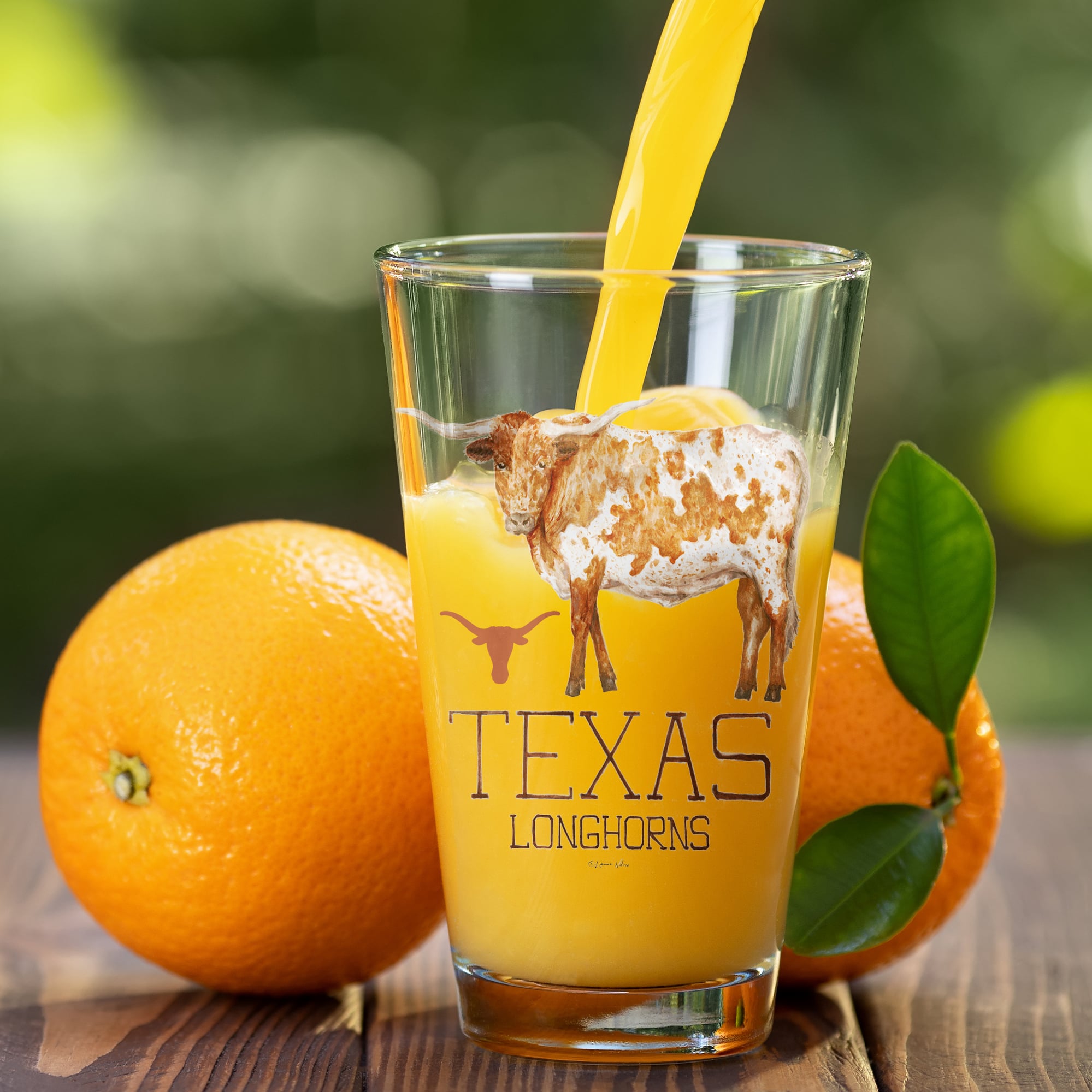 Ensemble de 2 verres à bière à l'effigie de Laura Wilcox, mascotte des Longhorns du Texas, à Indigo Falls
