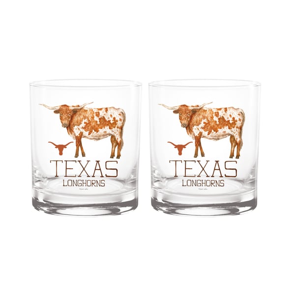 Indigo Falls Texas Longhorns Laura Wilcox Mascot Two-Piece 14oz. Rocks Glass Set