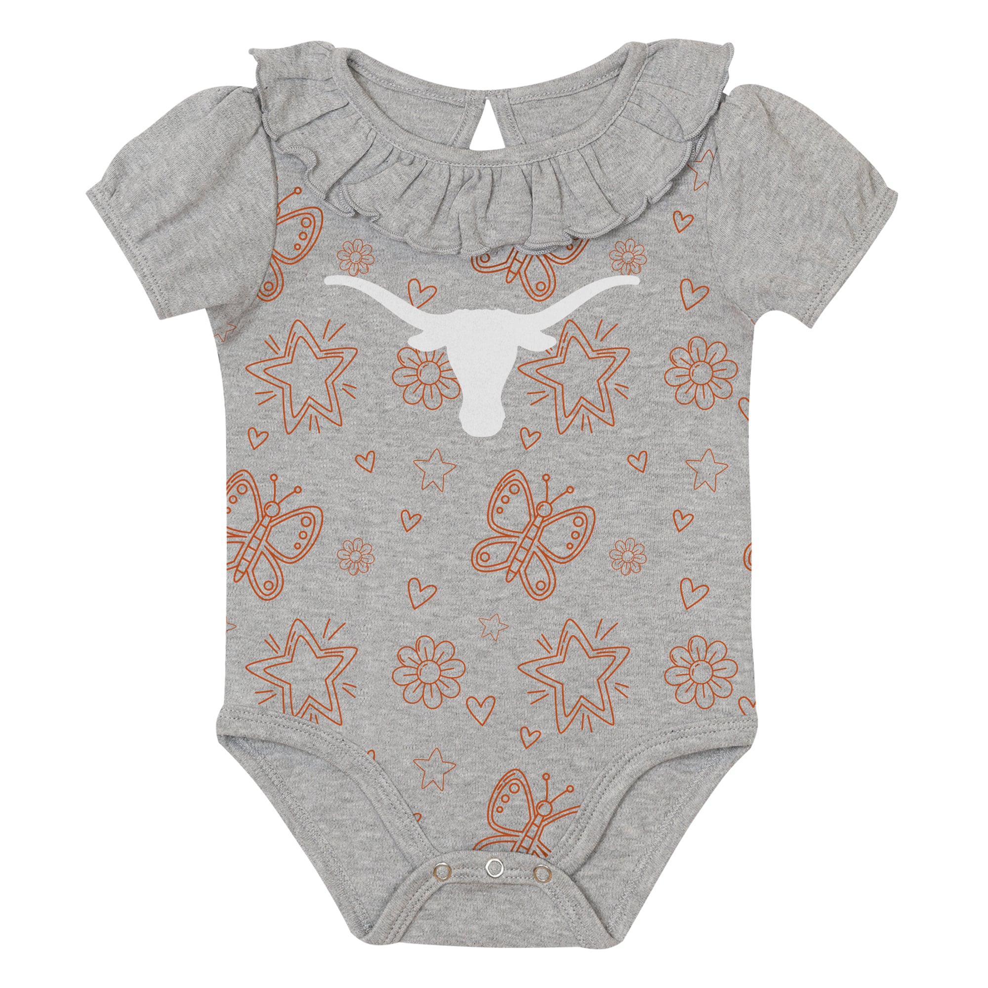 Ensemble de deux bodies à volants pour bébé Outerstuff Texas orange/gris Longhorns