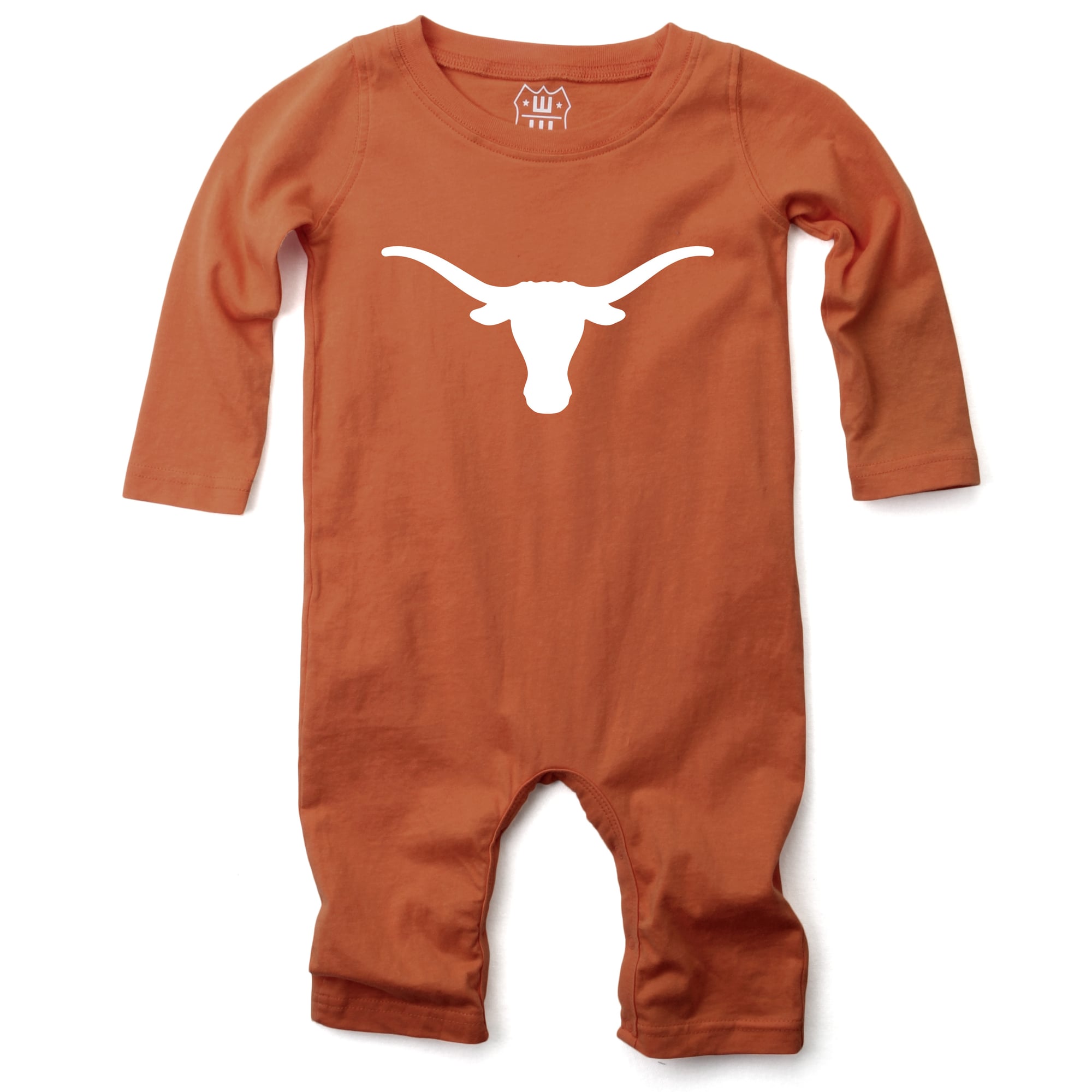 Infant Wes & Willy Texas Orange Longhorns Long Sleeve Romper