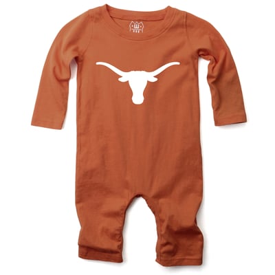  Texas Longhorns Wes & Willy Infant Long Sleeve Romper - Texas Orange