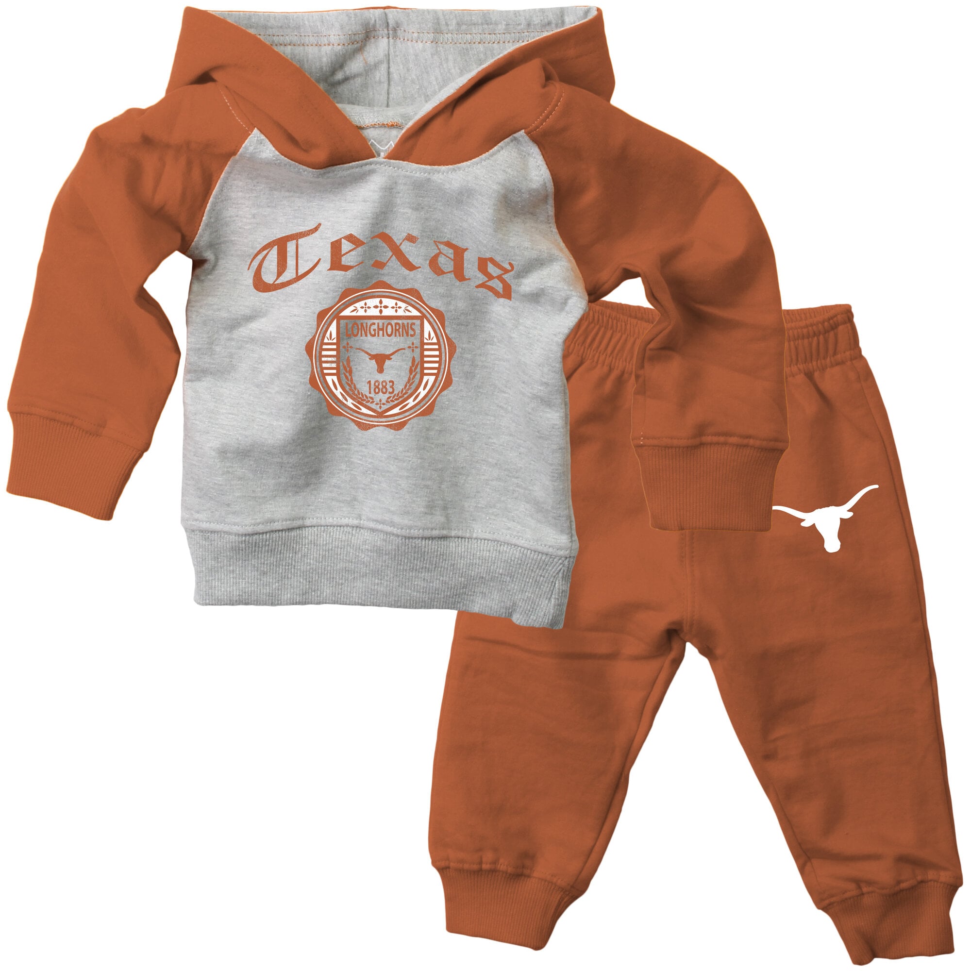 Infant Wes & Willy Texas Orange Longhorns Raglan Hoodie and Sweatpants Set