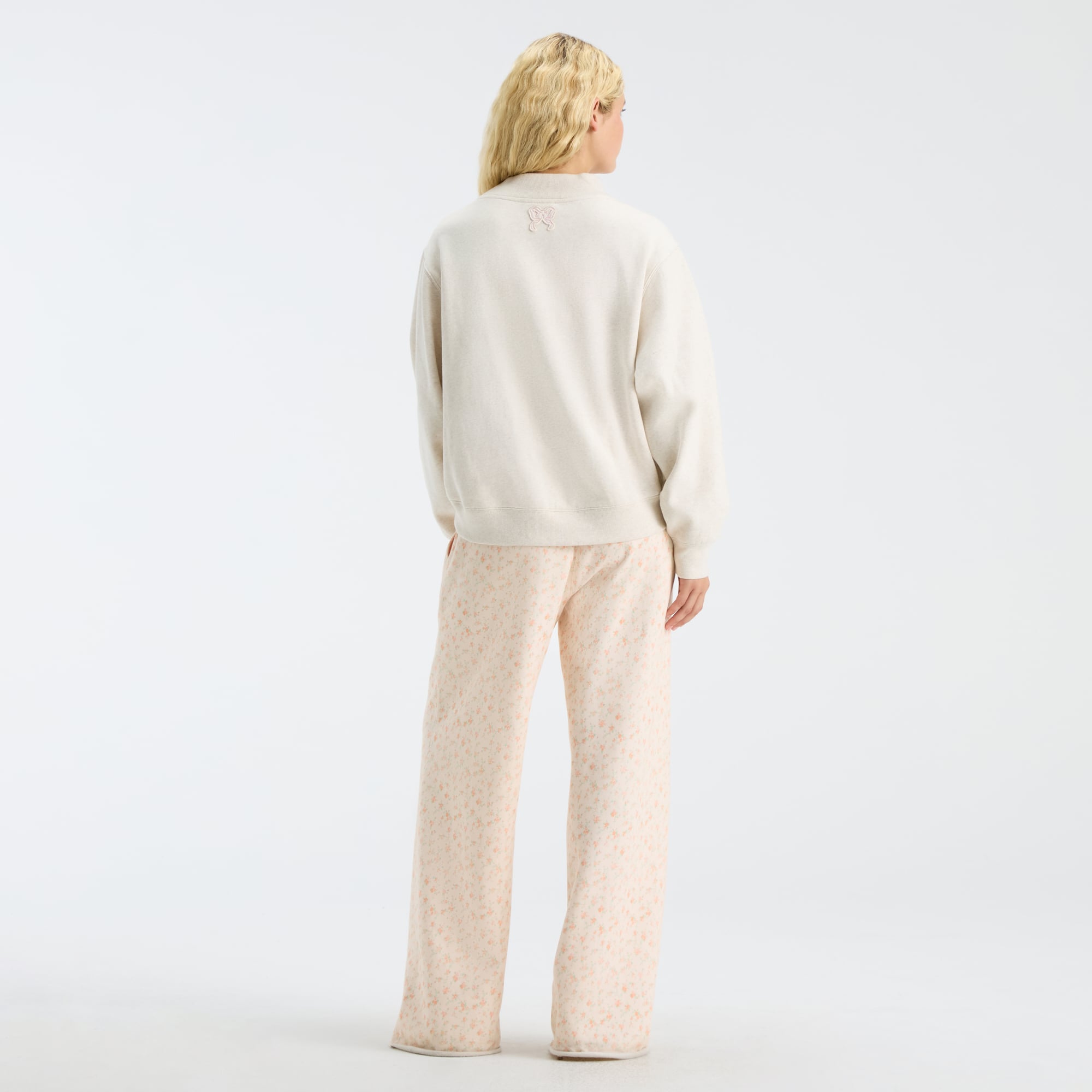 Sweat-shirt à col montant crème pour femme LoveShackFancy, motif Texas Longhorns