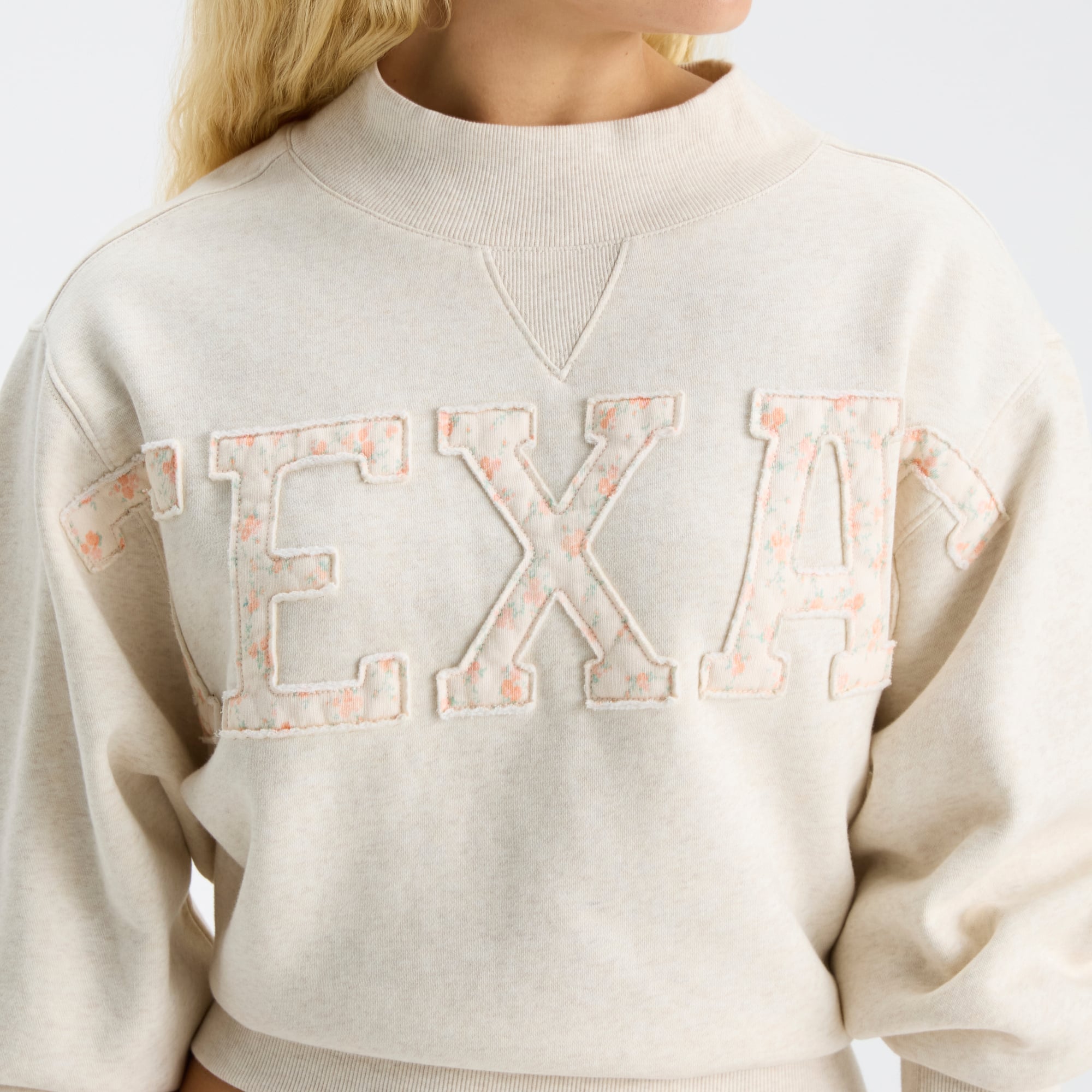 Sweat-shirt à col montant crème pour femme LoveShackFancy, motif Texas Longhorns