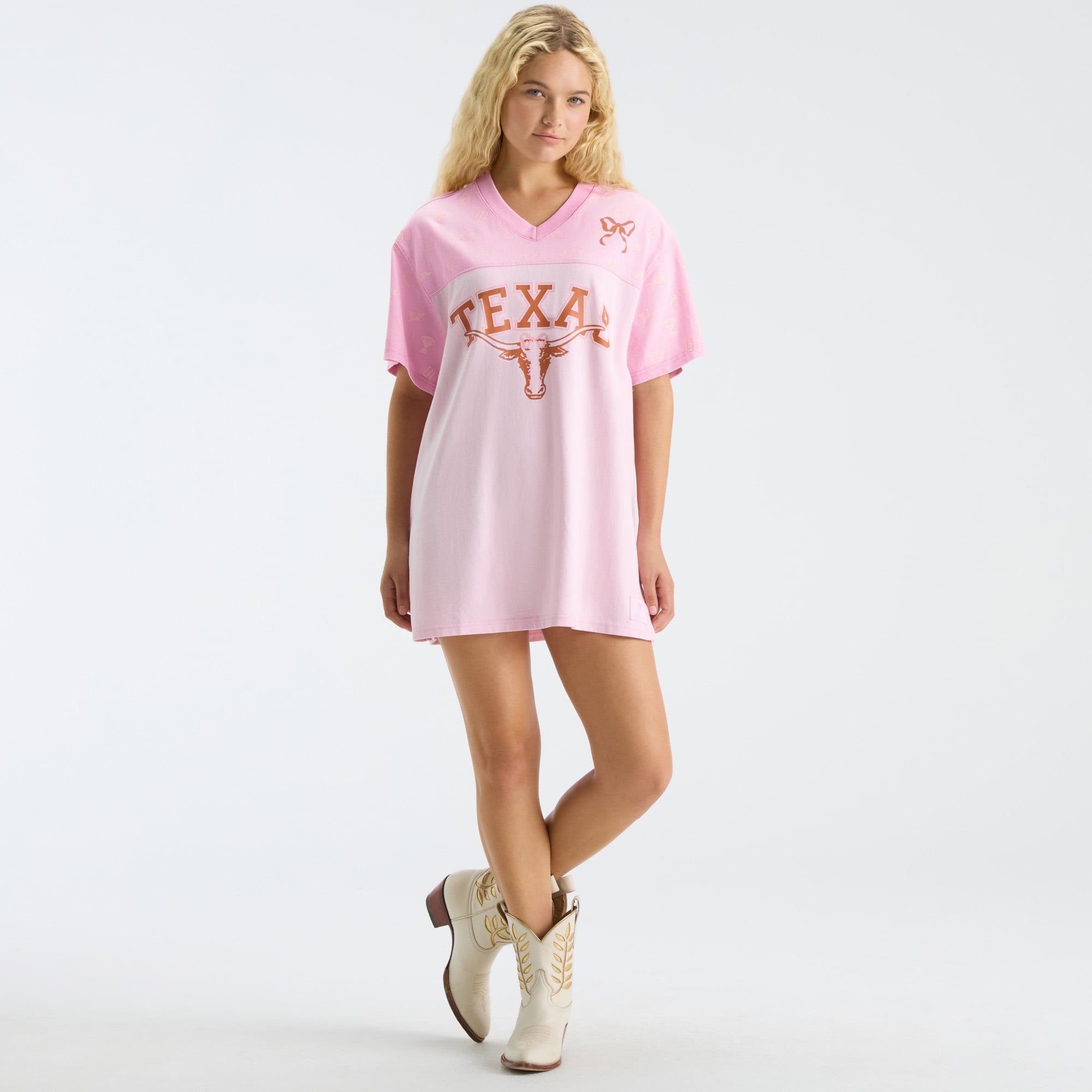 LoveShackFancy Women's Pink Texas Longhorns Varsity Crush Jersey Dress