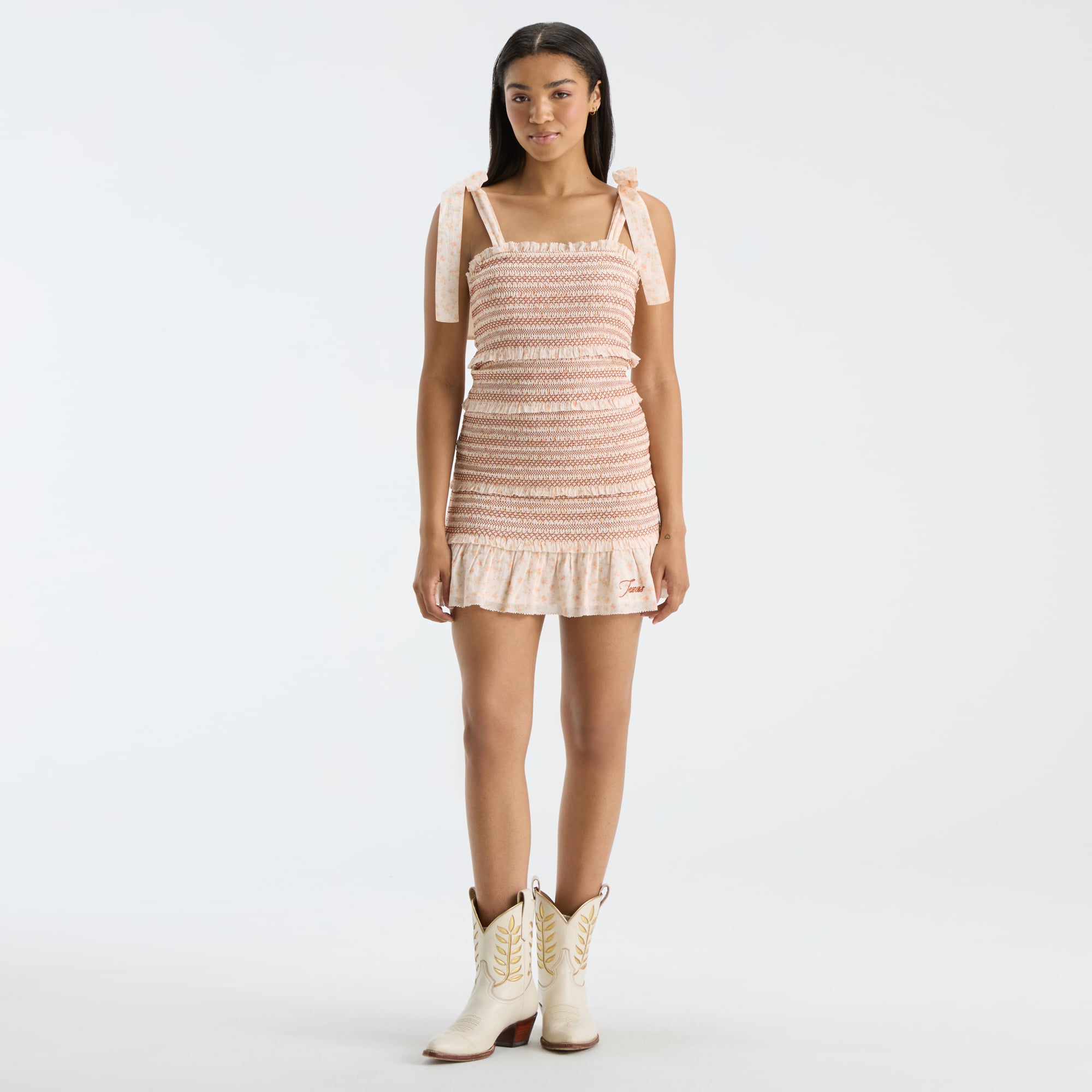 LoveShackFancy Women's Texas Orange Longhorns Belle Smocked Dress