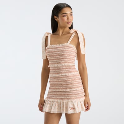 LoveShackFancy Texas Longhorns Women's Belle Smocked Dress - Texas Orange