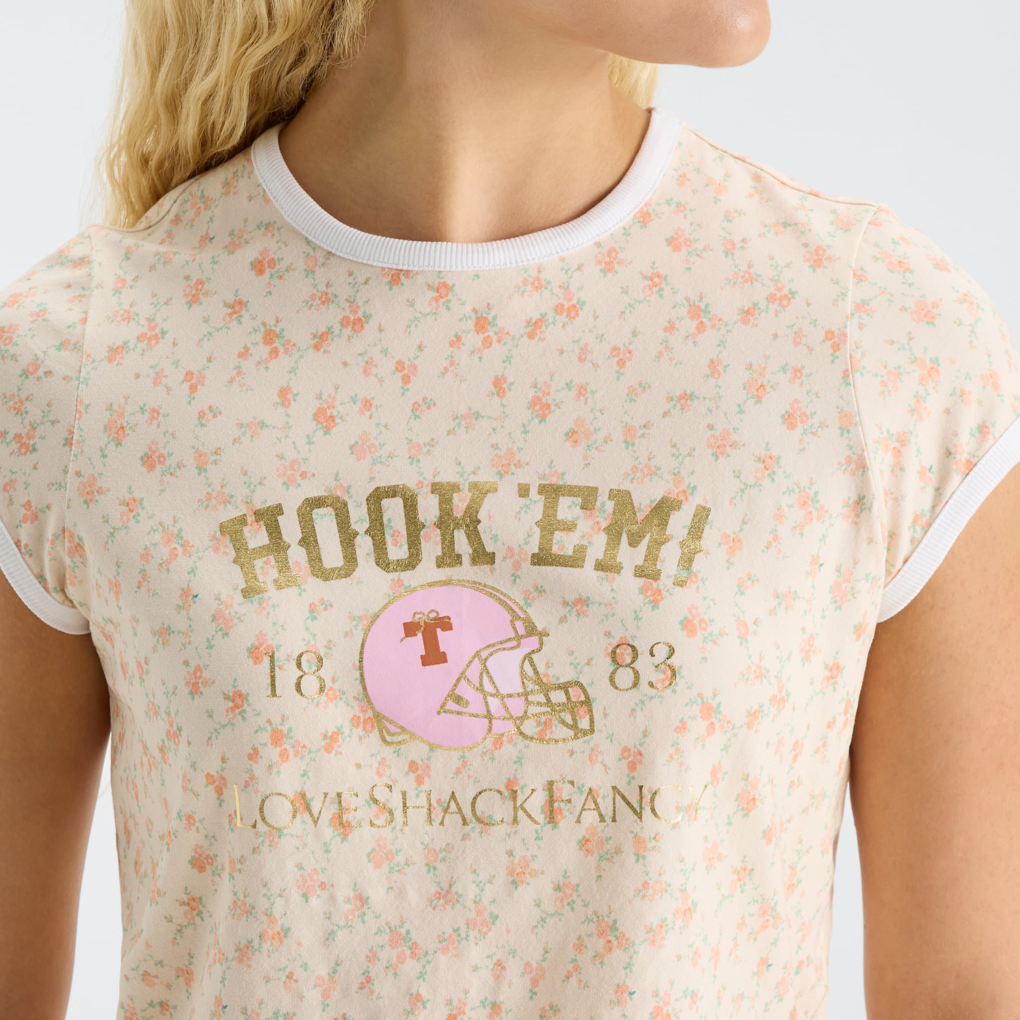LoveShackFancy Women's Texas Orange Longhorns MaryKate Ringer T-Shirt