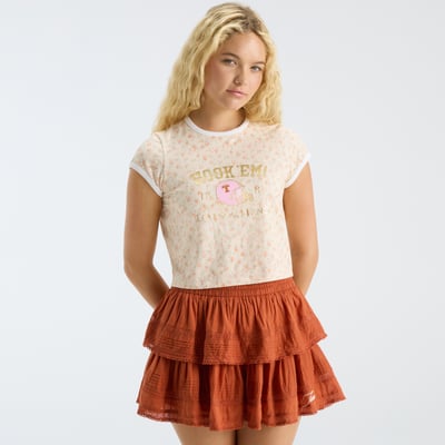 LoveShackFancy Texas Longhorns Women's MaryKate Ringer T-Shirt - Texas Orange