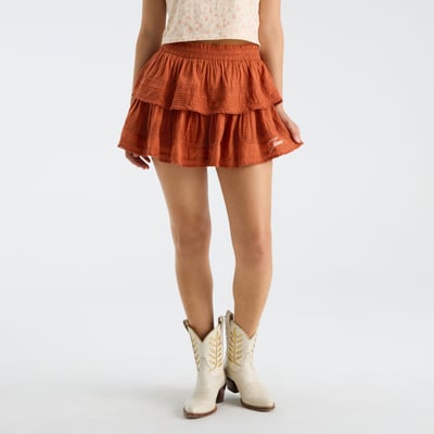 LoveShackFancy Texas Longhorns Women's Ruffle Mini Skirt - Texas Orange