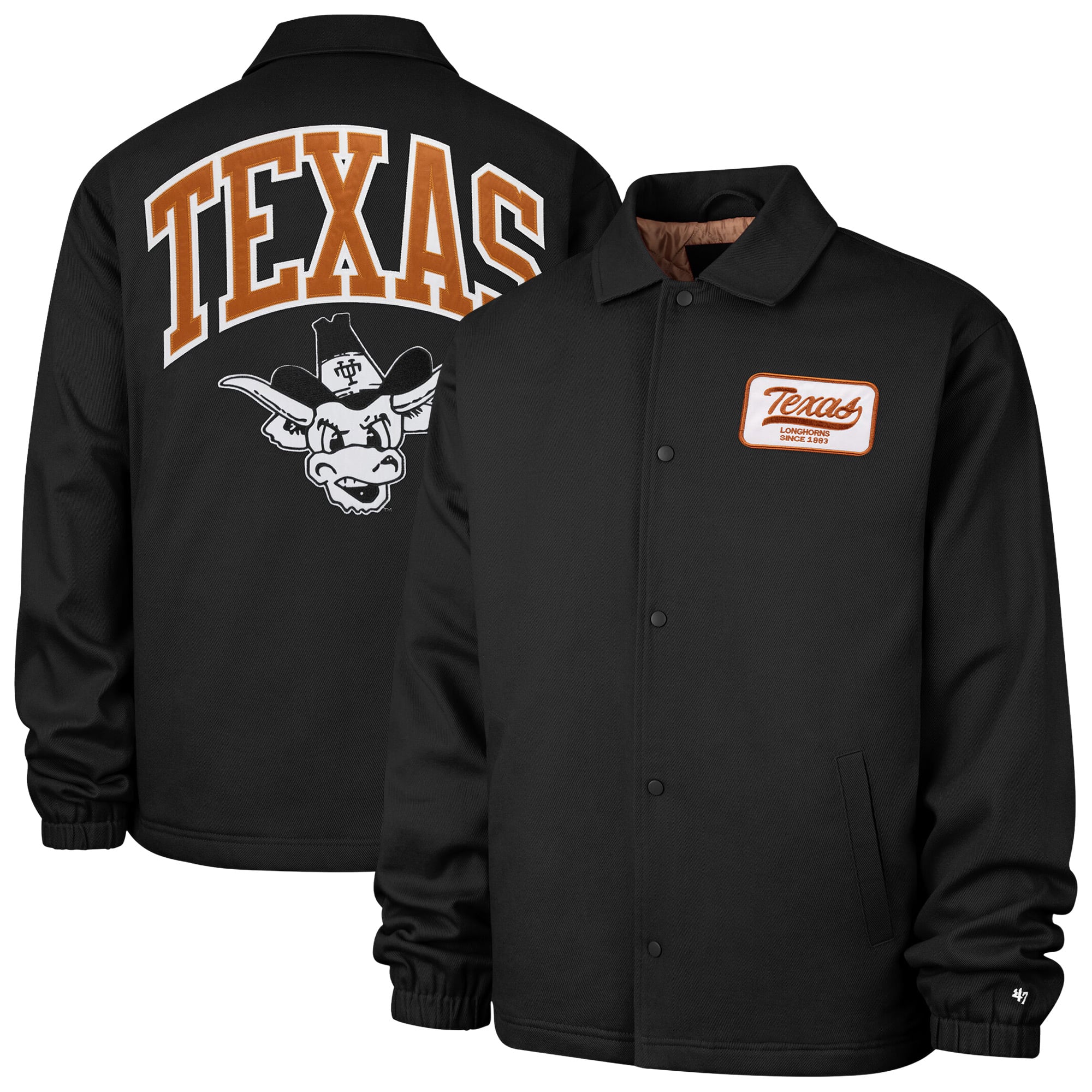 Men's '47 Black Texas Longhorns Retread Full-Snap Coaches Jacket