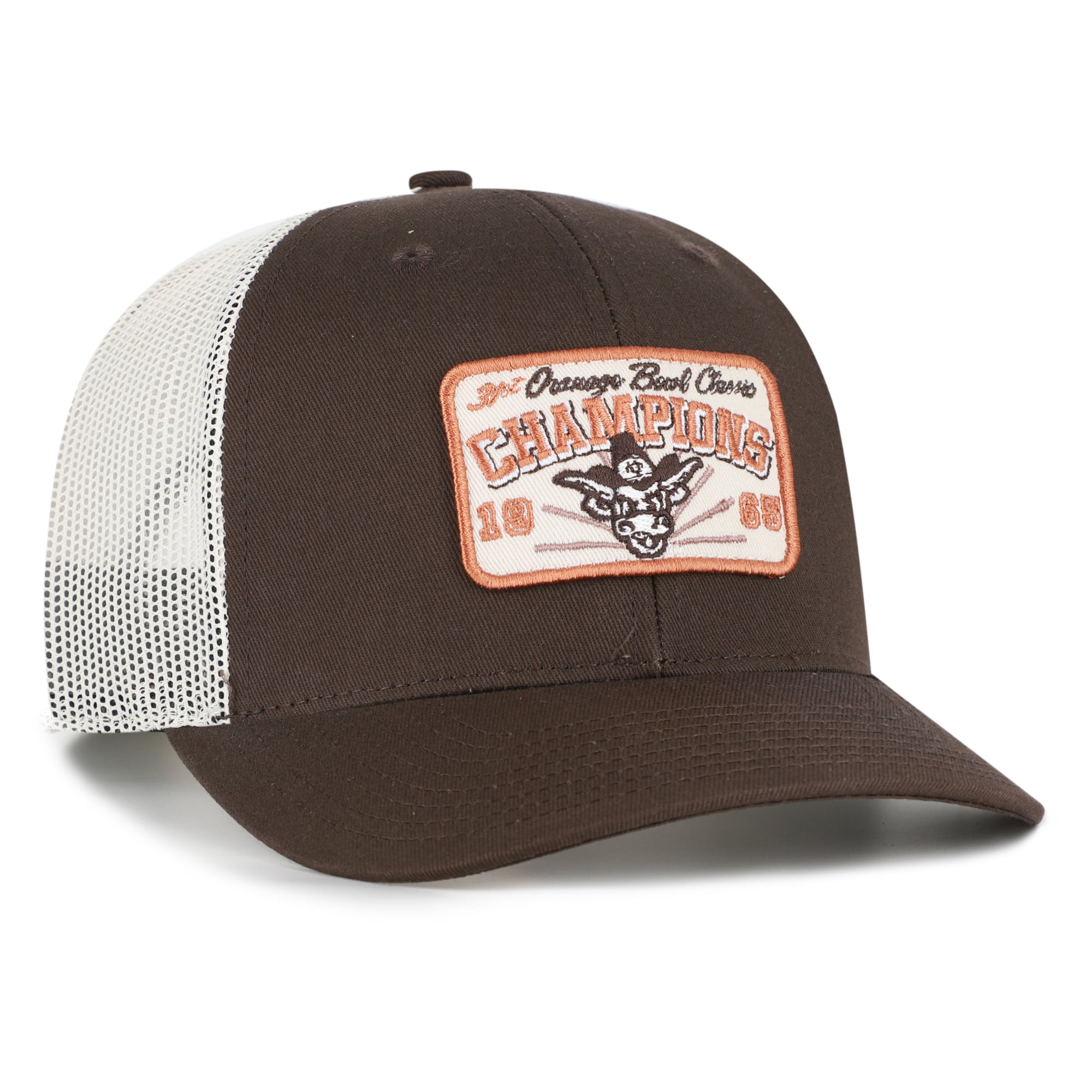 Casquette trucker ajustable marron Texas Longhorns, champions de l'Orange Bowl, modèle 47
