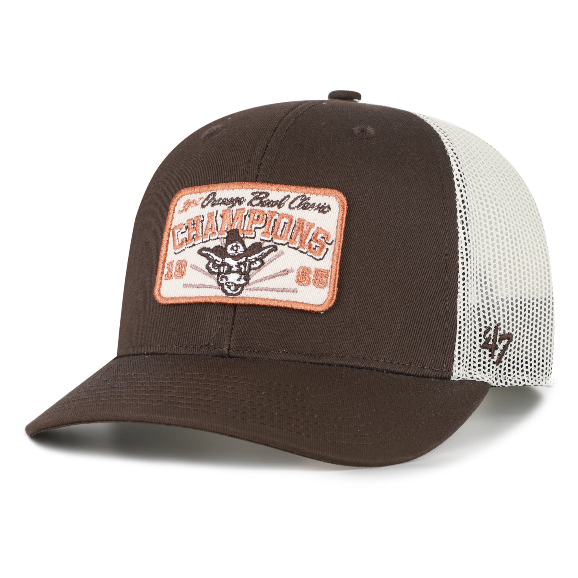 Casquette trucker ajustable marron Texas Longhorns, champions de l'Orange Bowl, modèle 47