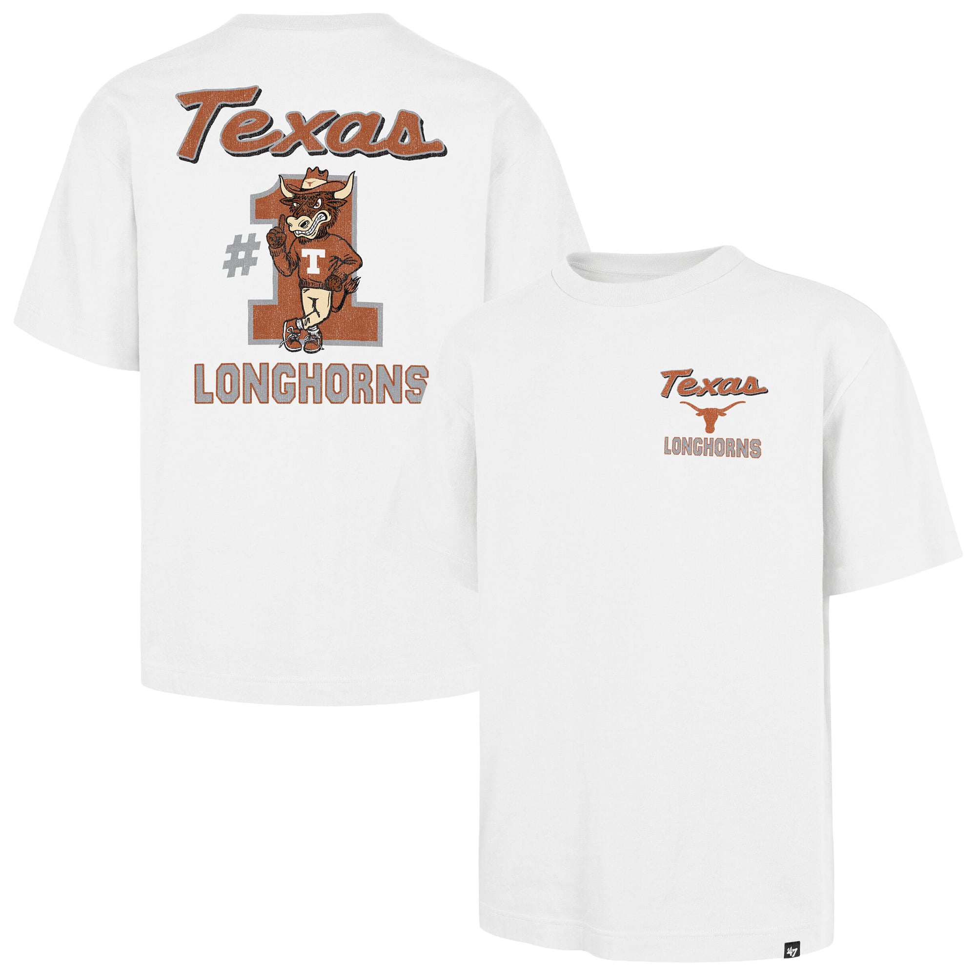 Men's '47 White Texas Longhorns #1 Mascot Foundation T-Shirt
