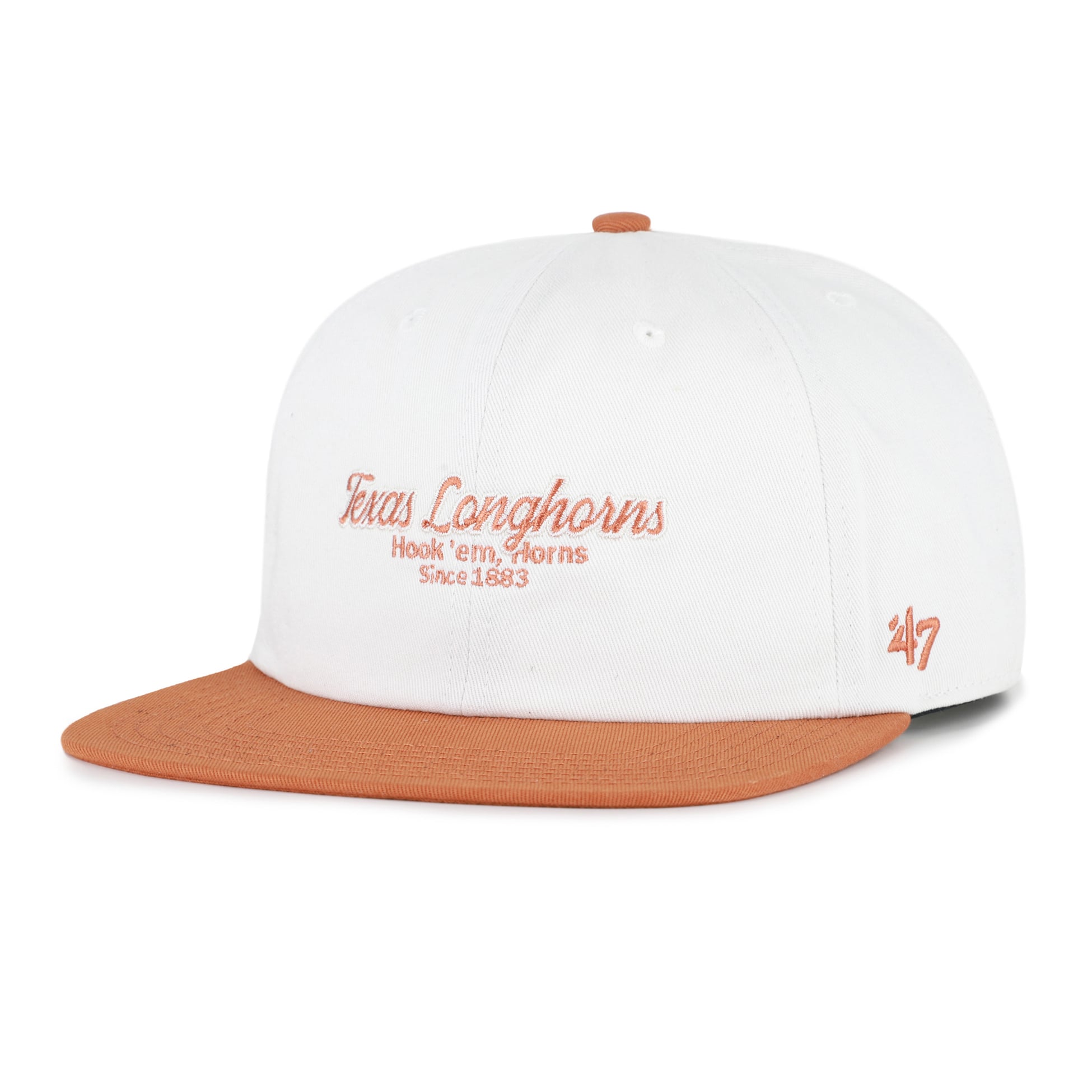 Men's '47 White/Texas Orange Texas Longhorns Script Stack Relaxed Captain Adjustable Hat