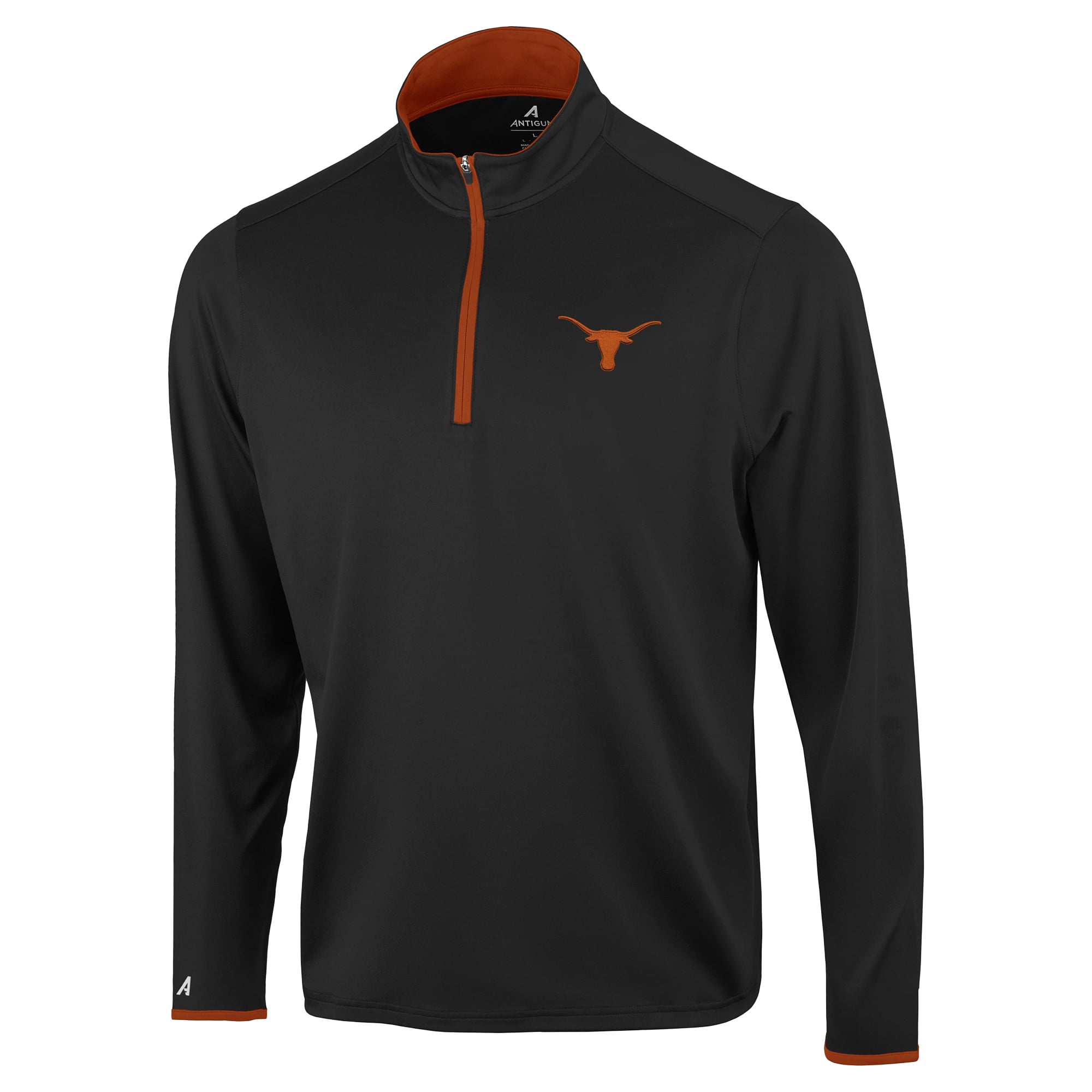 Pull à col zippé Antigua Black Texas Longhorns pour homme