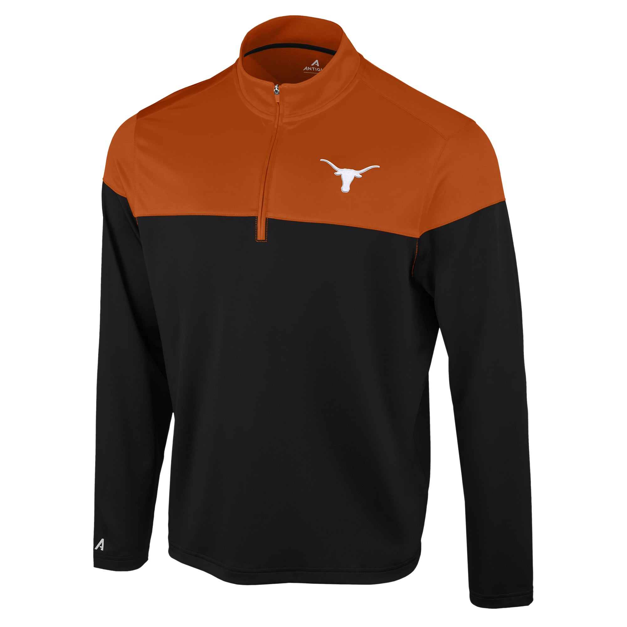 Pull à col zippé Antigua noir Texas Longhorns Hinder pour homme
