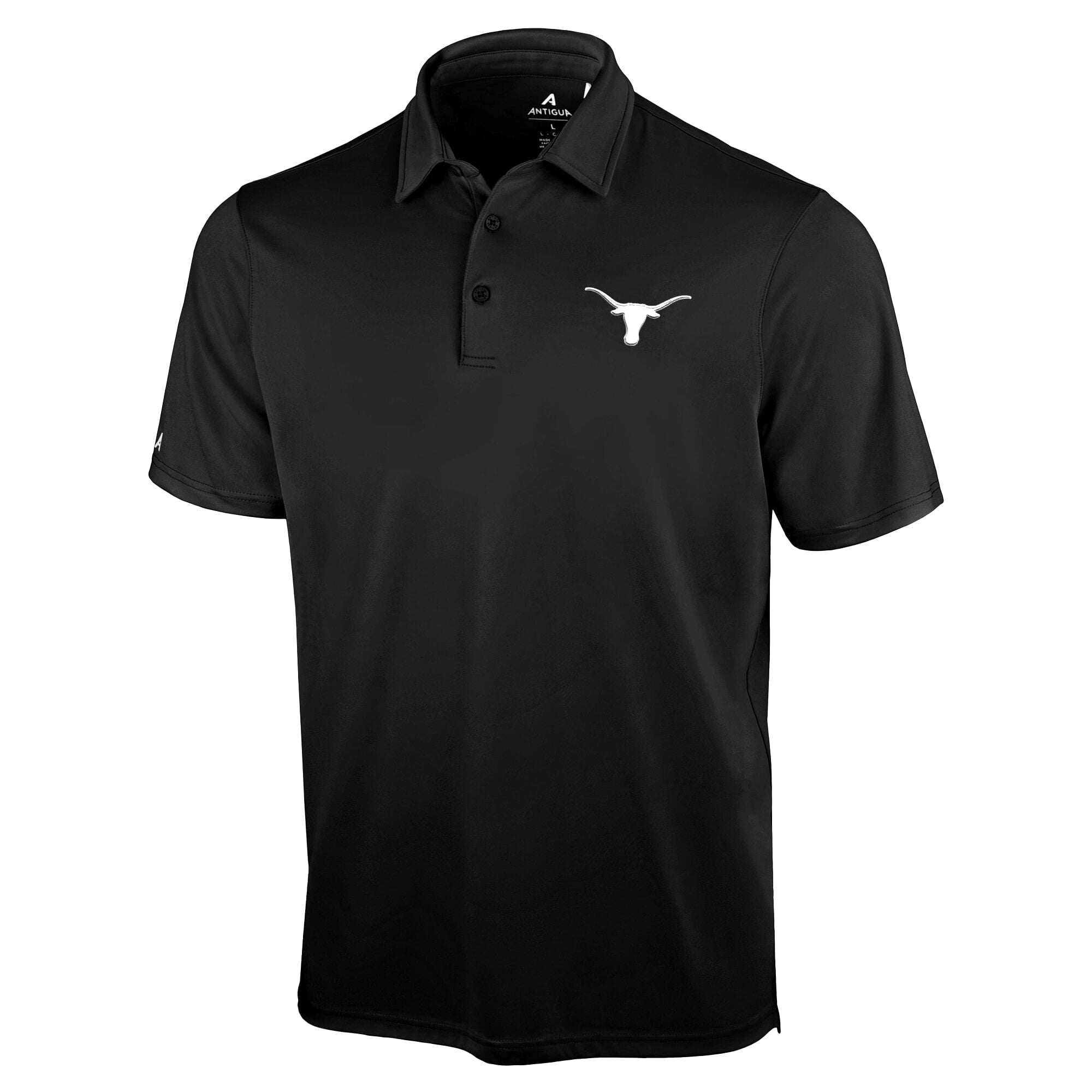 Men's Antigua Black Texas Longhorns Unshakeable Solid Polo