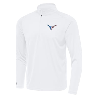 Texas Longhorns Antigua Patriotic Logo Tribute Quarter-Zip Pullover - White
