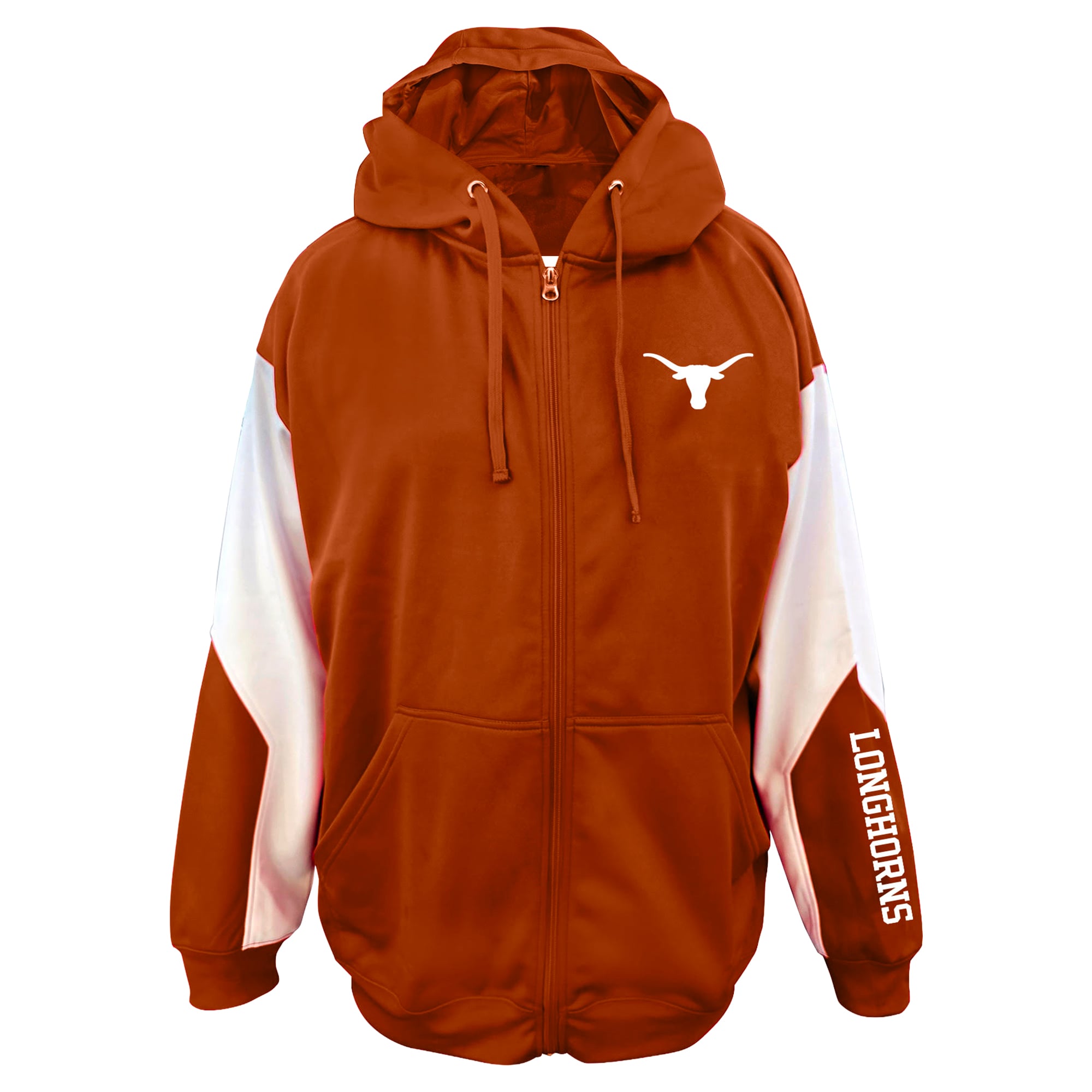 Men's Big & Tall Profile Texas Orange Longhorns Sleeve Block Full-Zip Hoodie