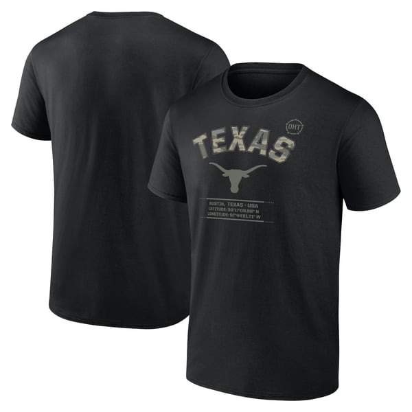 Men’s Black Texas Longhorns OHT Military Appreciation Stencil Stacked T-Shirt