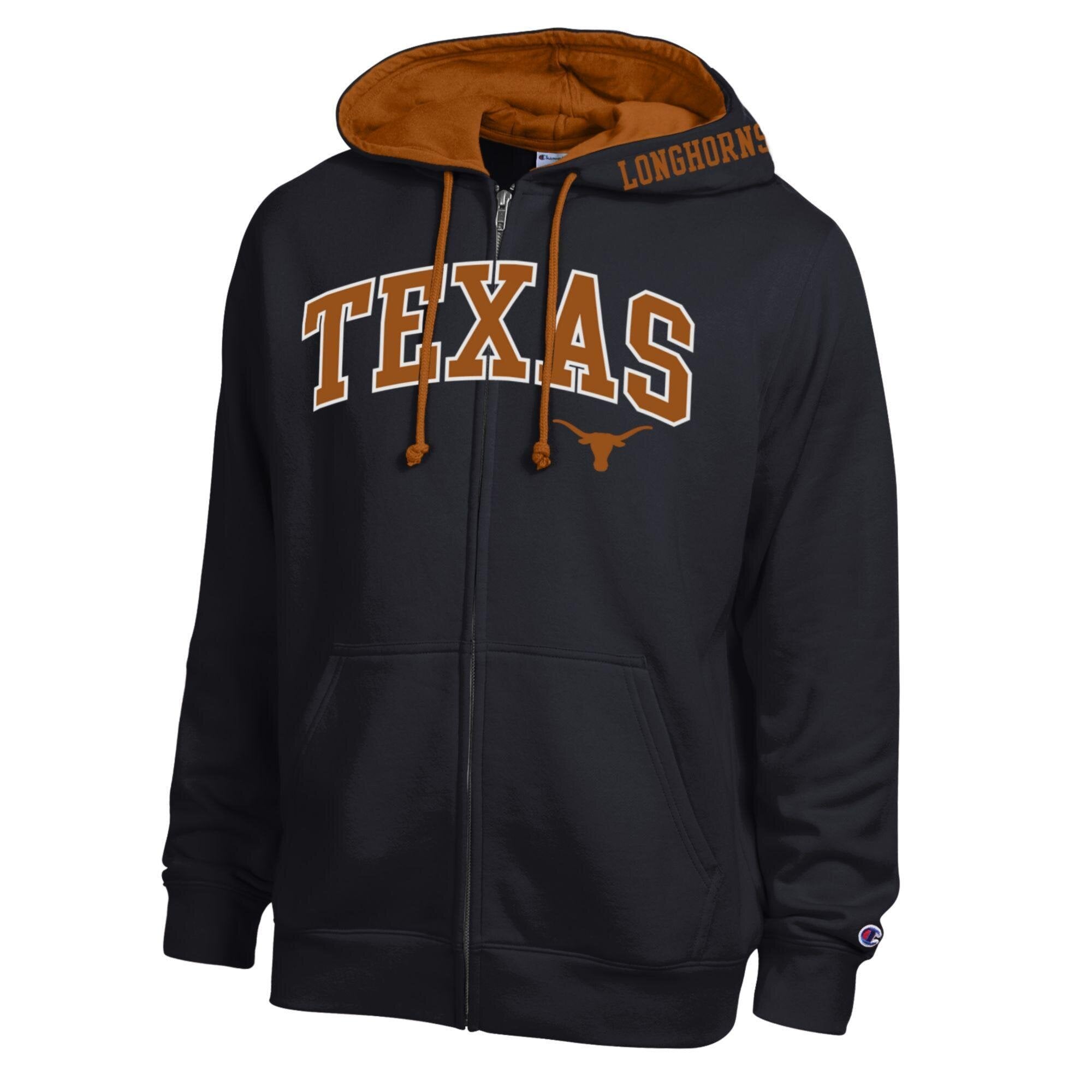 Men's Champion Heather Gray Texas Longhorns Arch Logo Full-Zip Fleece Hoodie