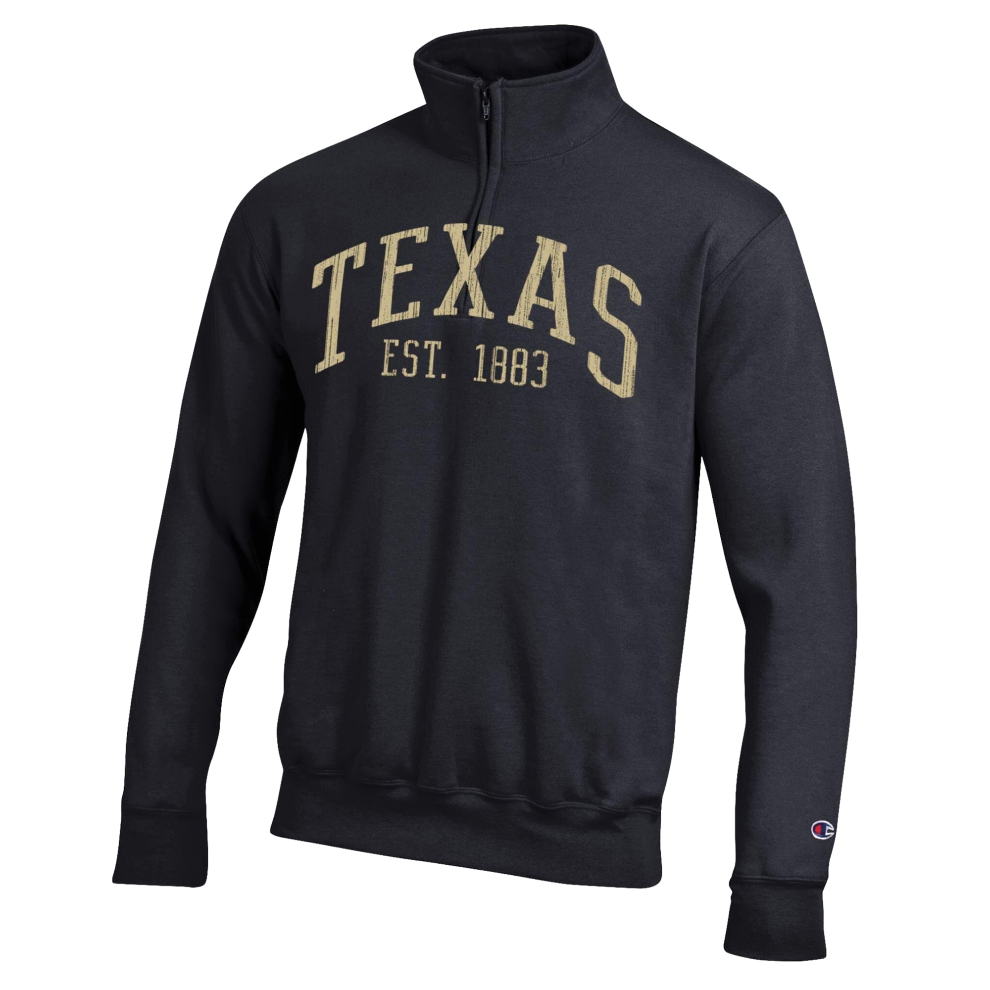 Pull à col zippé Champion Black Texas Longhorns Powerblend pour homme