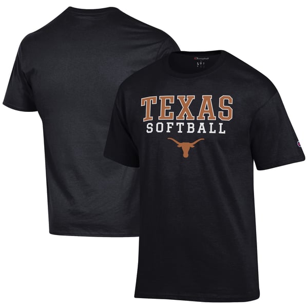 Men’s Champion Black Texas Longhorns Softball Stack T-Shirt