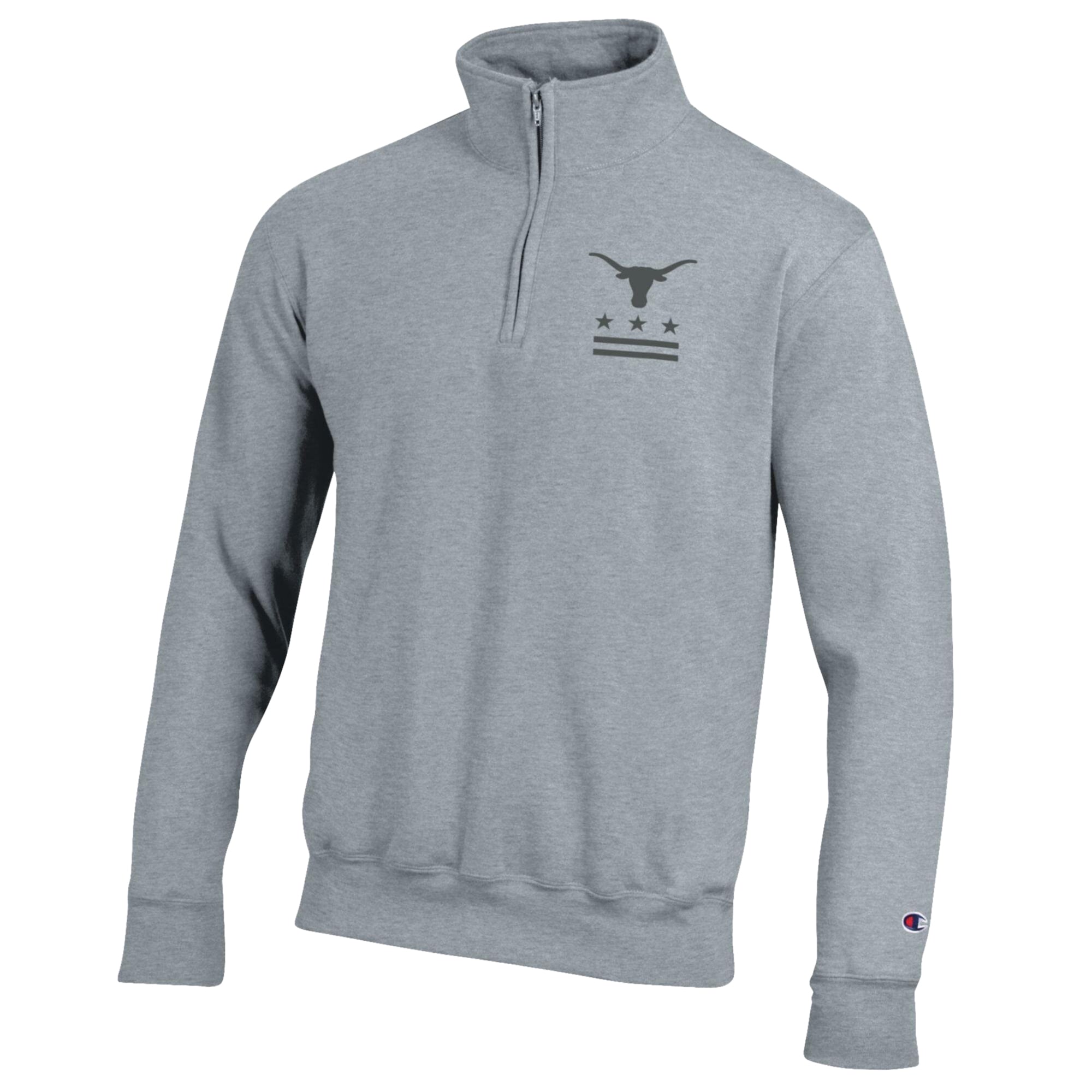Men's Champion Gray Texas Longhorns Operation Hat Trick Flag Powerblend Fleece Quarter-Zip Pullover