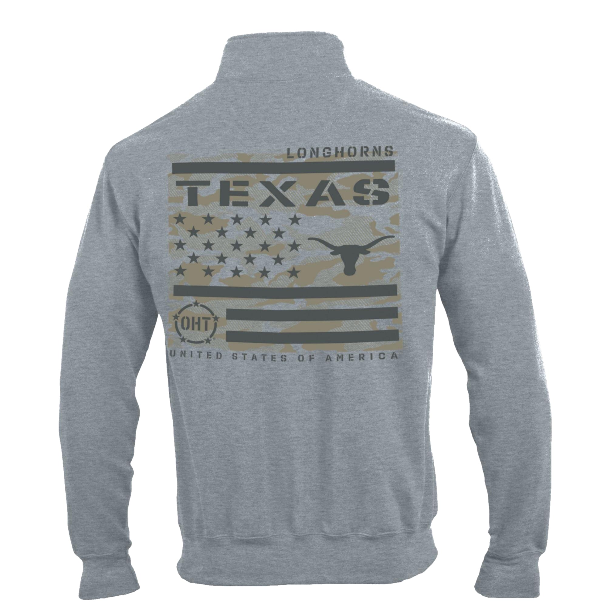 Men's Champion Gray Texas Longhorns Operation Hat Trick Flag Powerblend Fleece Quarter-Zip Pullover