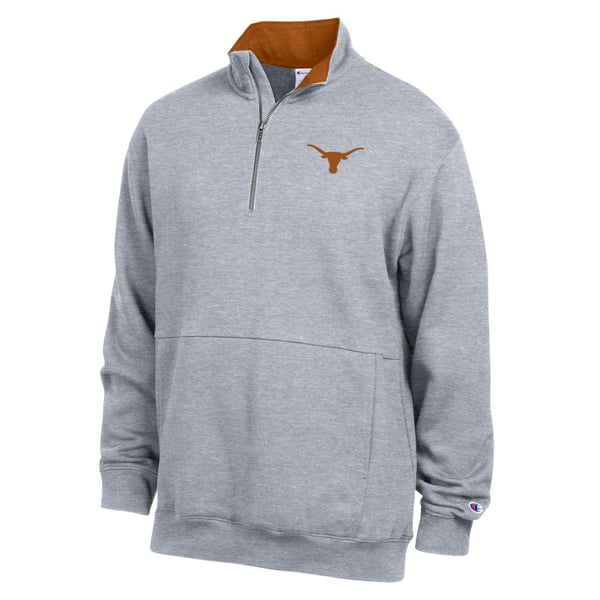 Men’s Champion Heather Gray Texas Longhorns Fleece Quarter-Zip Pullover