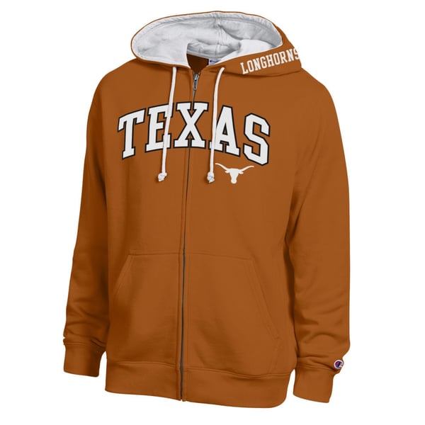 Men’s Champion Texas Orange Texas Longhorns Arch Logo Full-Zip Fleece Hoodie
