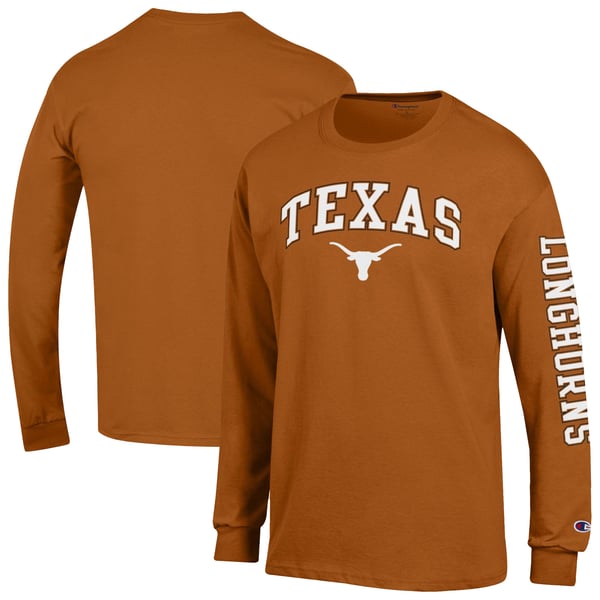 Men’s Champion Texas Orange Texas Longhorns Arch Over Logo 2-Hit Long Sleeve T-Shirt