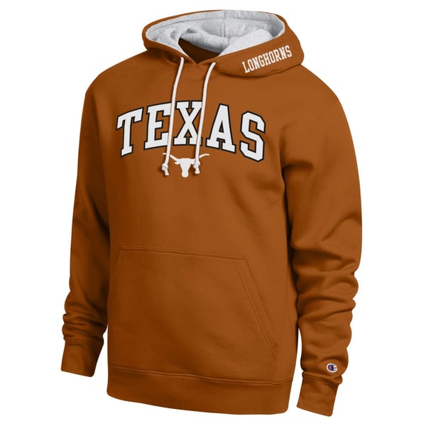 Men’s Champion Texas Orange Texas Longhorns Arch Tackle Twill Hoodie