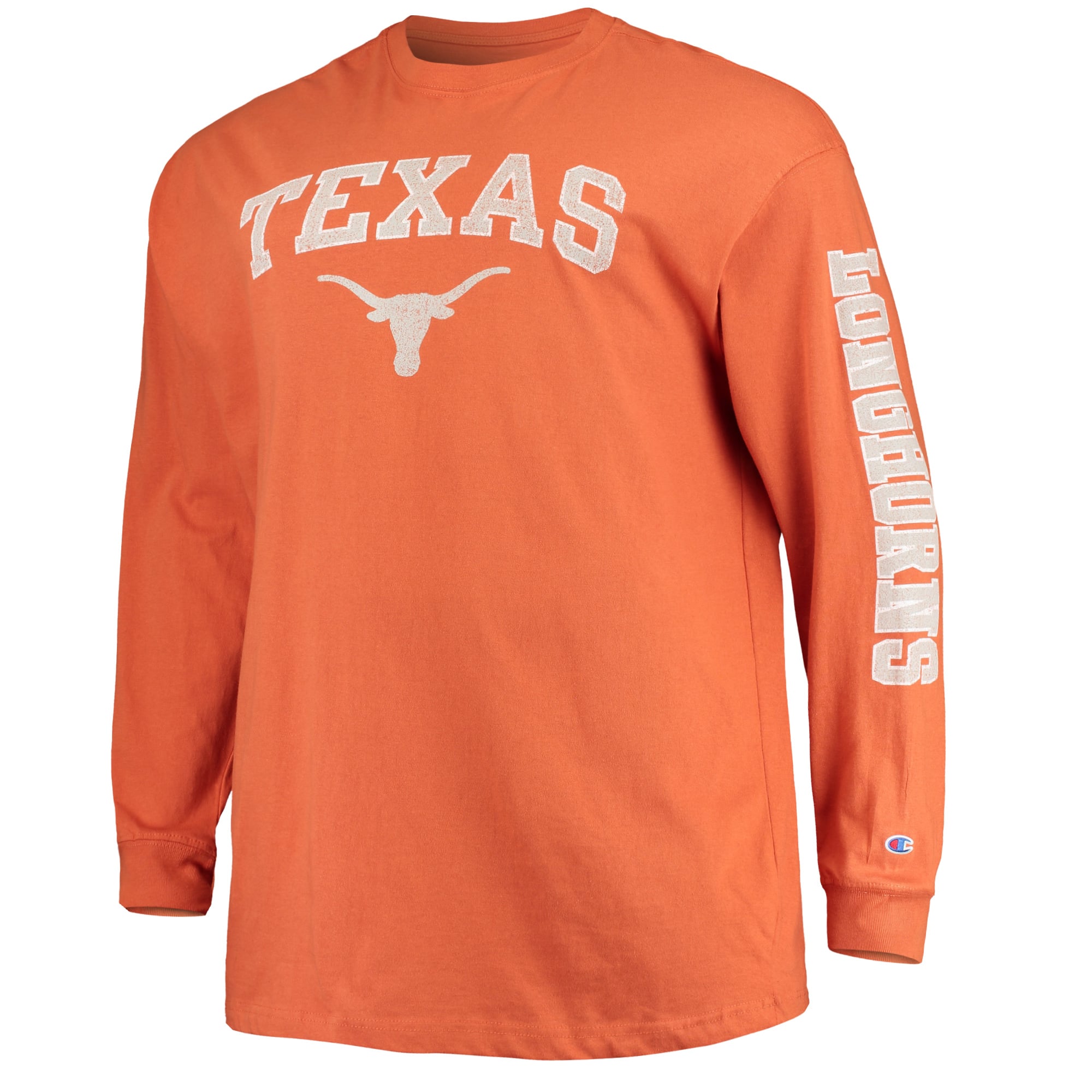 T-shirt à manches longues Champion Texas Orange Longhorns pour hommes, grandes tailles, logo en arc sur le visage