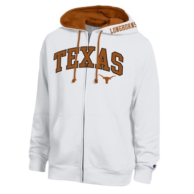 Texas Longhorns Champion Arch Logo Full-Zip Fleece Hoodie - White