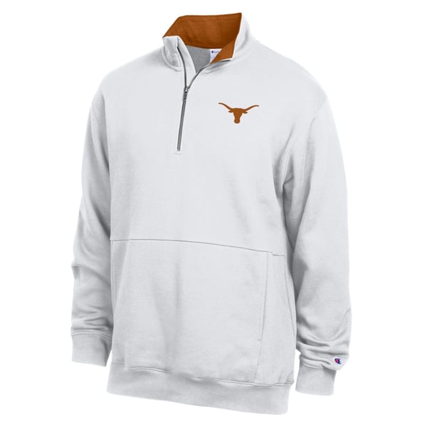 Men’s Champion White Texas Longhorns Fleece Quarter-Zip Pullover