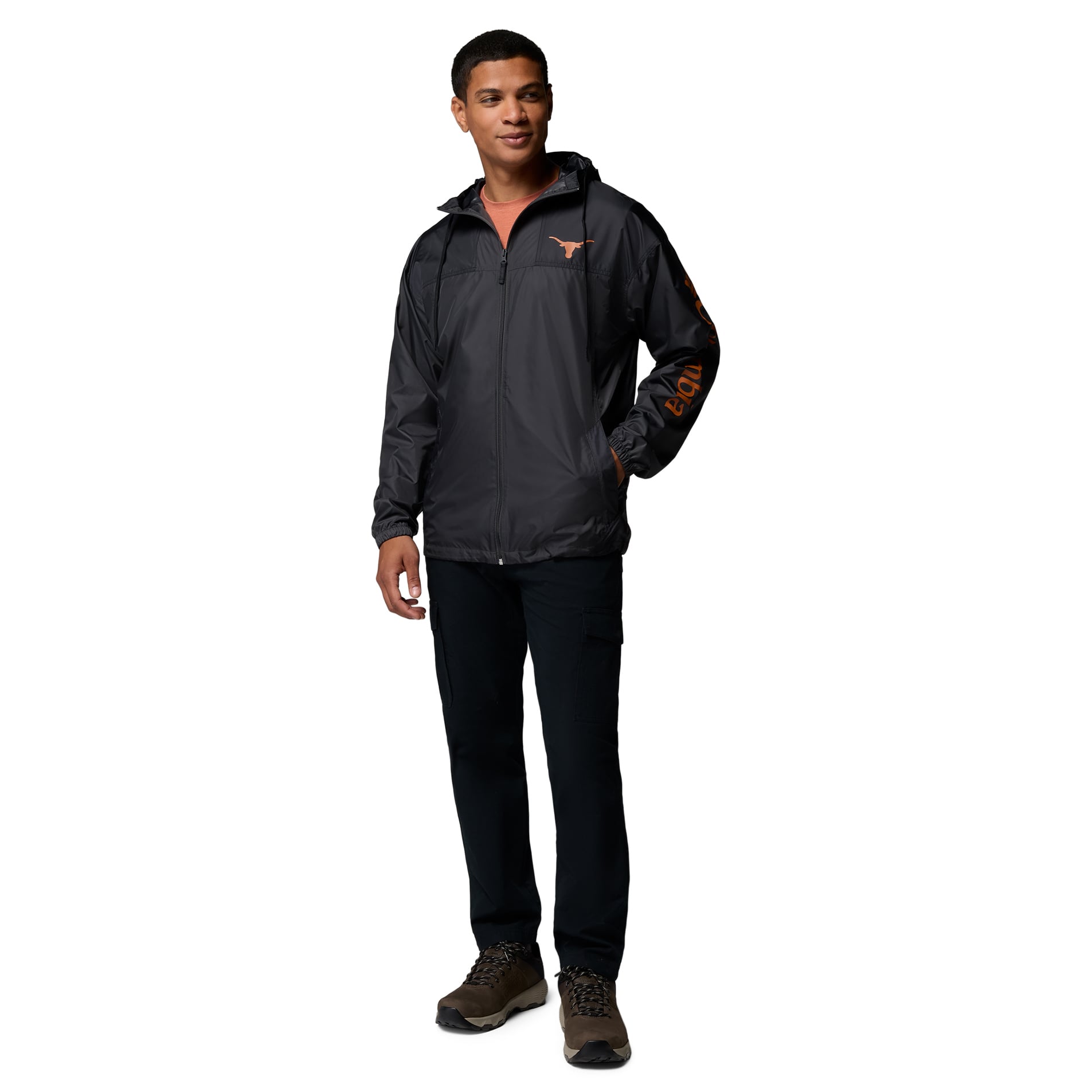 Men's Columbia  Black Texas Longhorns Flash Challenger II Full-Zip Hooded Windbreaker